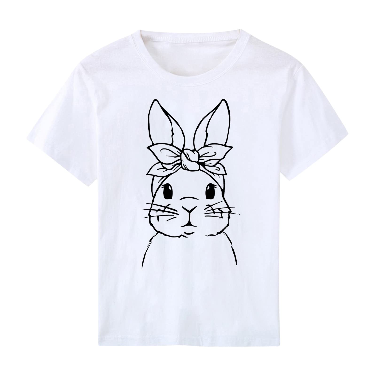 Women's Casual Short Sleeve Crewneck T-Shirt - Cute Rabbit Letter Printed Easter Tee | Dressy Casual Tops for Spring, Easter Day & Everyday Wear