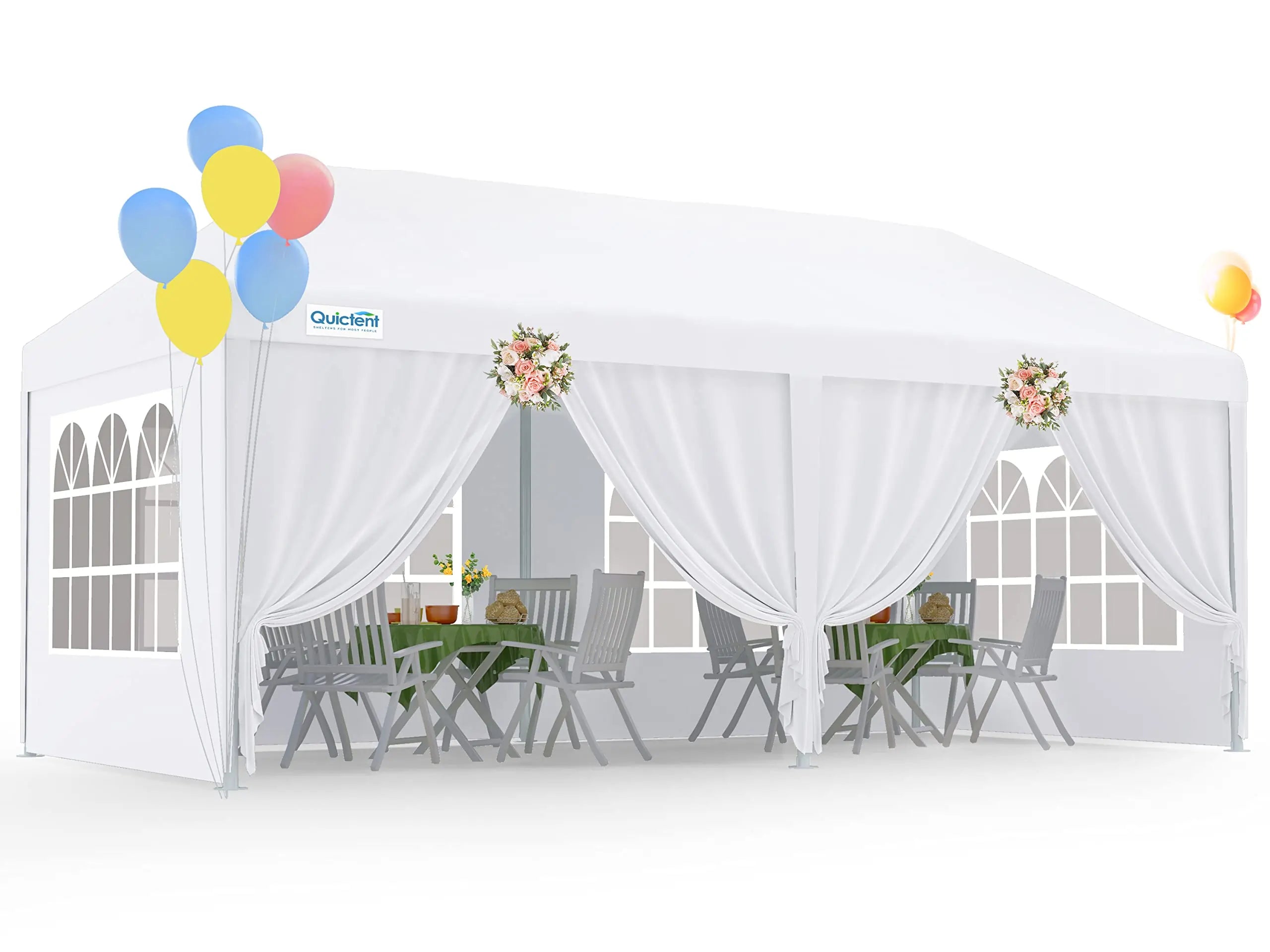 Quictent 10x20 10x30 White Party Tent - Heavy Duty Canopy for Outdoor Events, Weddings, Picnics & Backyard Gatherings