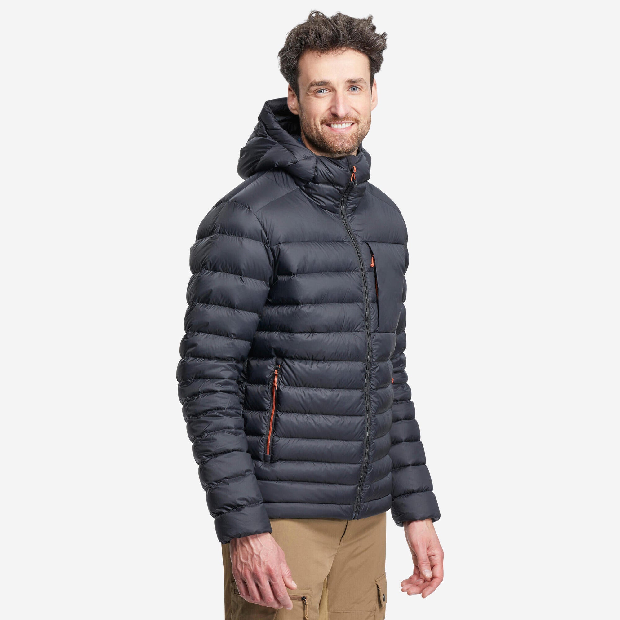 Forclaz MT500 Men's Hooded Padded Jacket for Mountain & Backpacking - Warm & Lightweight Down Coat for Hiking, Camping in Cold Weather (14°F)