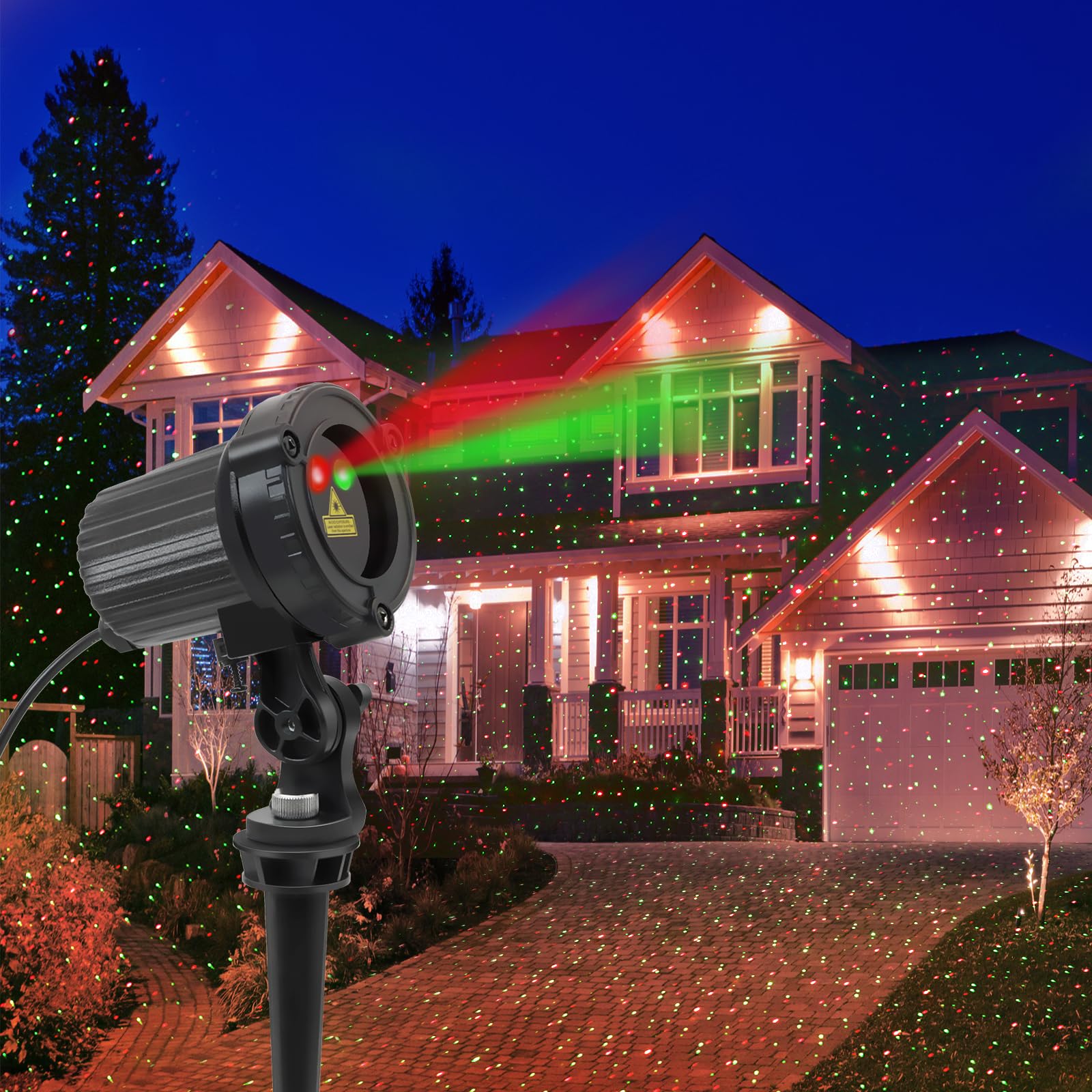 Outdoor Laser Christmas Projector Lights - Waterproof IP65 Red & Green Star Projection for Holiday Decorations | Perfect for Garden, Yard, Party & Christmas Tree Lighting