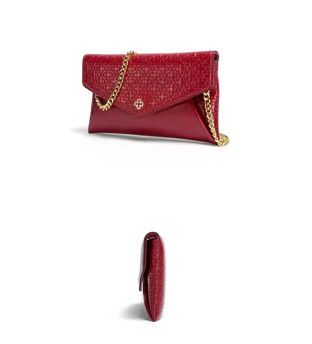 Stylish Women's Leather Envelope Clutch Bag - Elegant Crossbody Purse for Evening Parties, Weddings & Date Nights