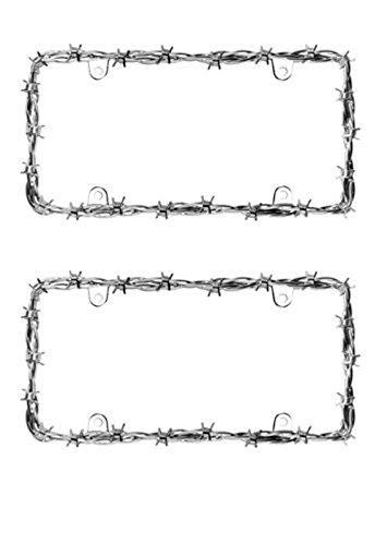 Barbed Wire II Chrome License Plate Frame 2 Pack - Durable Car Accessories for Trucks, SUVs, and Motorcycles