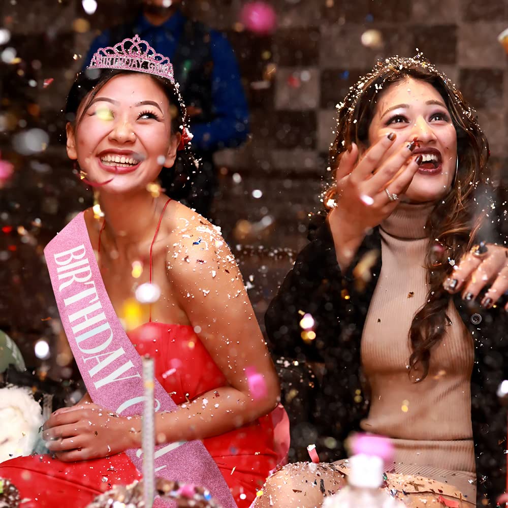Sparkling Rhinestone Birthday Crown for Women - Elegant Princess Tiara Headband with Sash for Birthday Girl, Party, Bachelorette & Special Celebrations - Perfect for Photos, Events & Festive Occasions