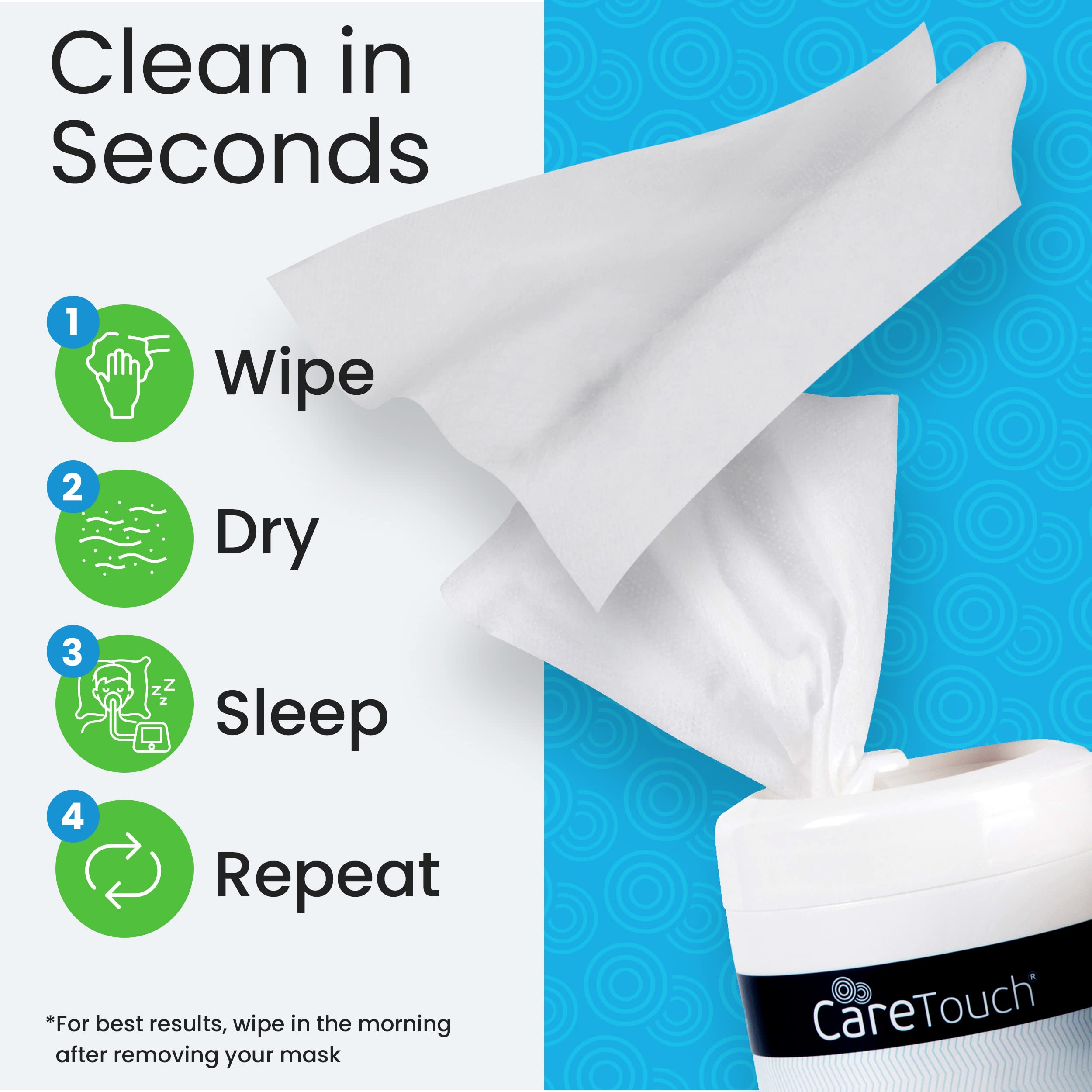 CareTouch Unscented CPAP Cleaning Wipes - 210 Count (3x70) for CPAP Mask Care