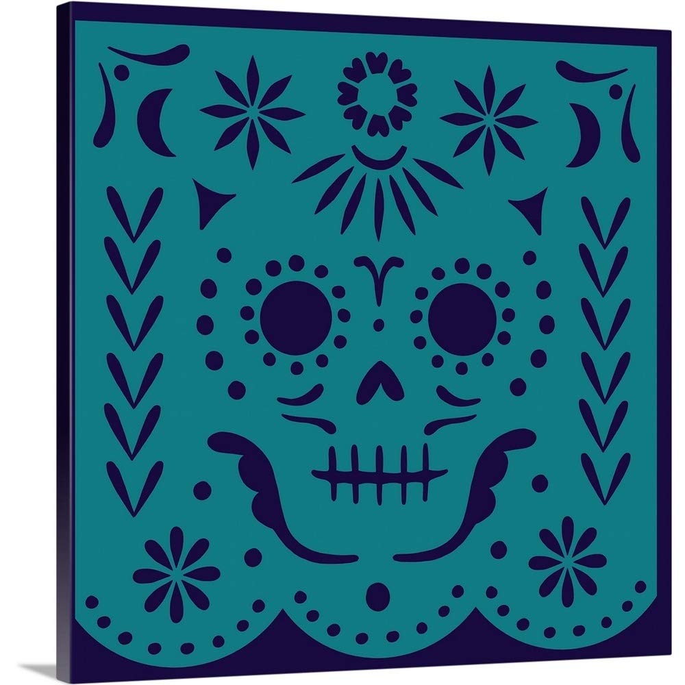 Vibrant Calaveras IV Canvas Wall Art Print - Colorful Mexican Sugar Skull Decor for Day of the Dead, Halloween & Home Decor | Perfect for Living Room, Bedroom & Office Wall Art