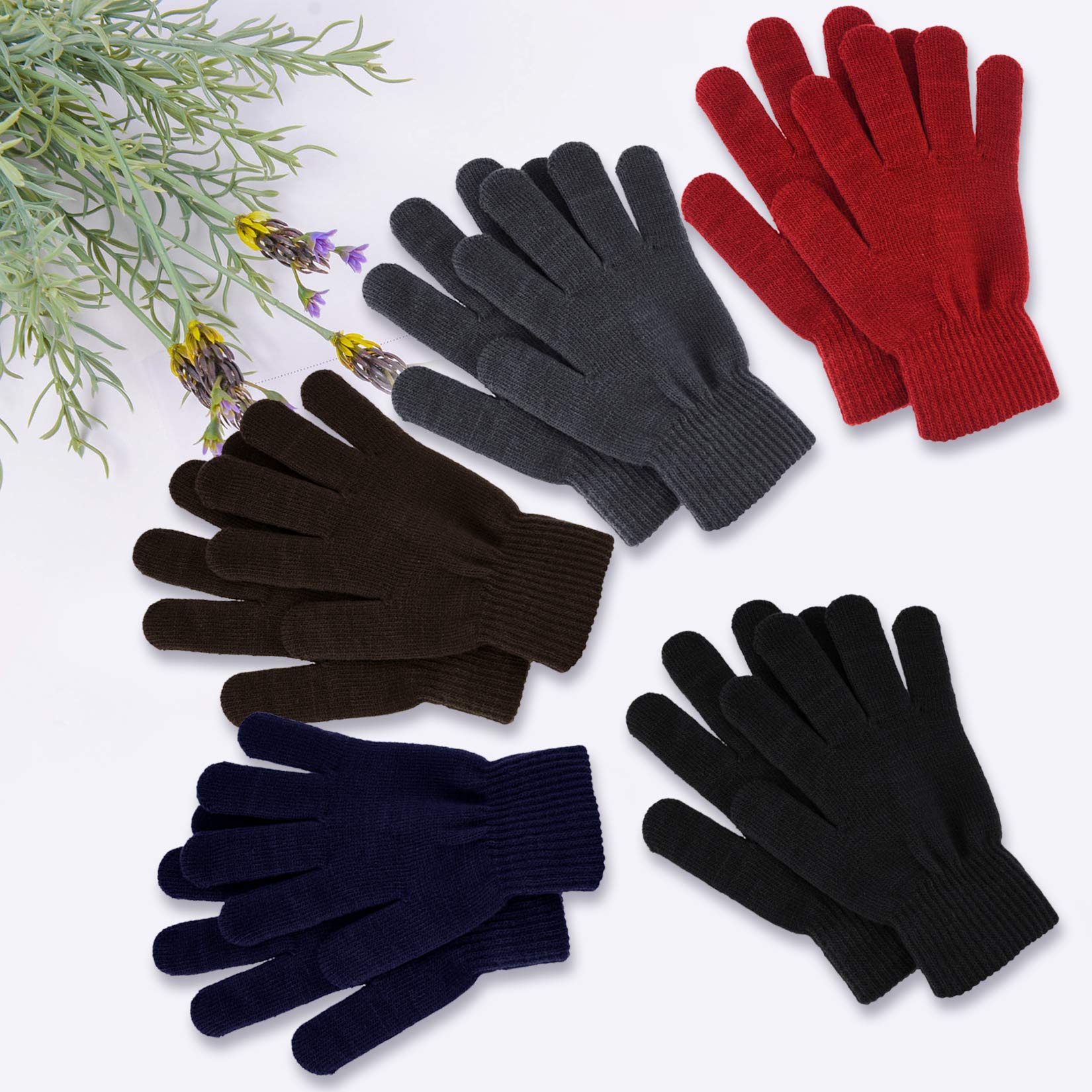 12 Pairs Winter Knit Gloves for Women & Men - Stretchy Magic Full Finger Gloves for Cold Weather, Outdoor Activities & Daily Use