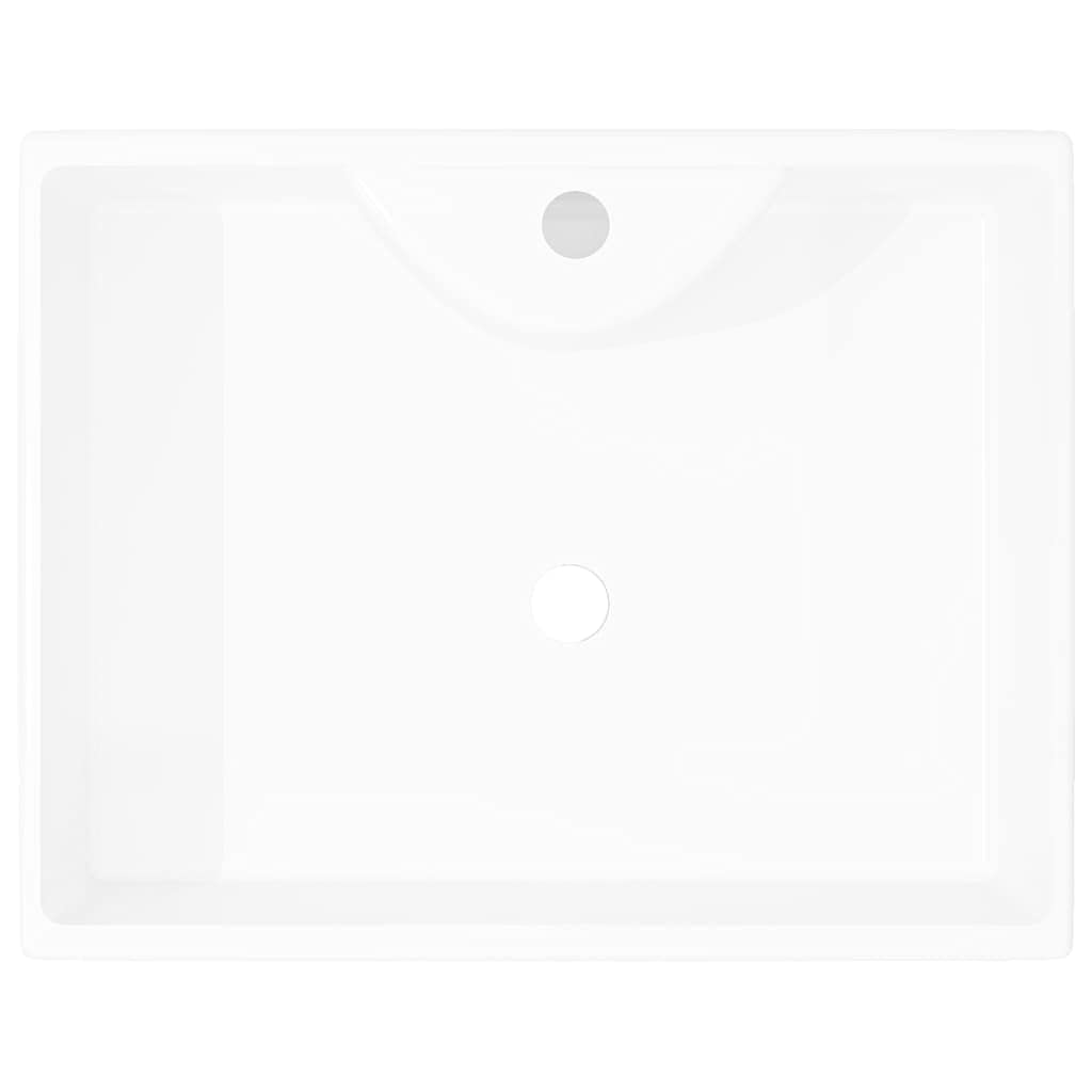 Modern White Square Ceramic Bathroom Sink with Faucet Hole - Art Basin for Washbasin, Fast Shipping | Perfect for Contemporary Bathroom & Powder Room Decor