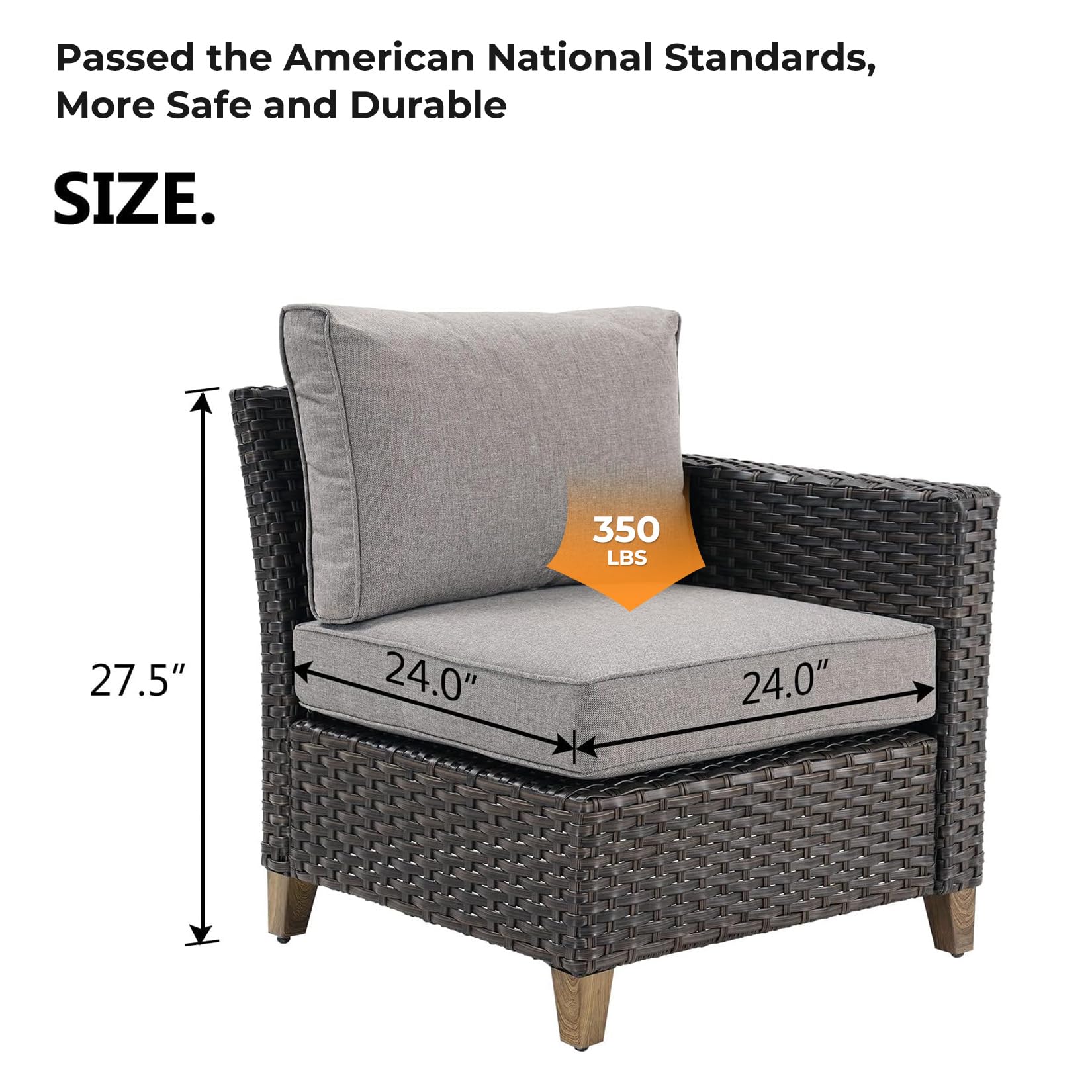 Outdoor Wicker Sectional Sofa Set with Thick Cushions - Modular Patio Furniture for Deck, Porch, Poolside & Garden - Left Arm Sofa - Perfect for Relaxing, Entertaining & Outdoor Lounging