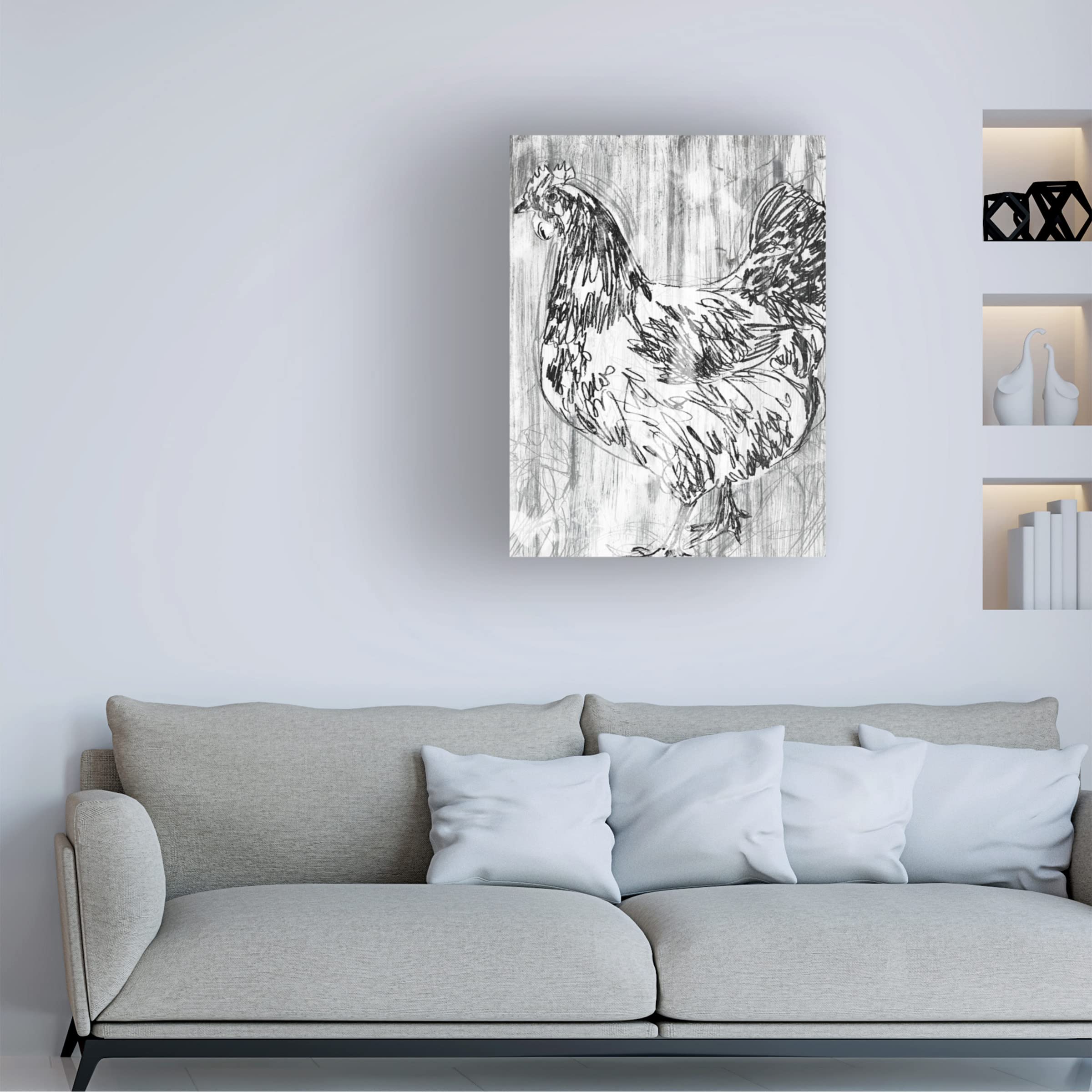 Trademark Fine Art 'Barnwood Flock IV' Canvas Wall Art by June Erica Vess - 35x47 Inches, Modern Farmhouse Decor for Living Room, Bedroom & Office