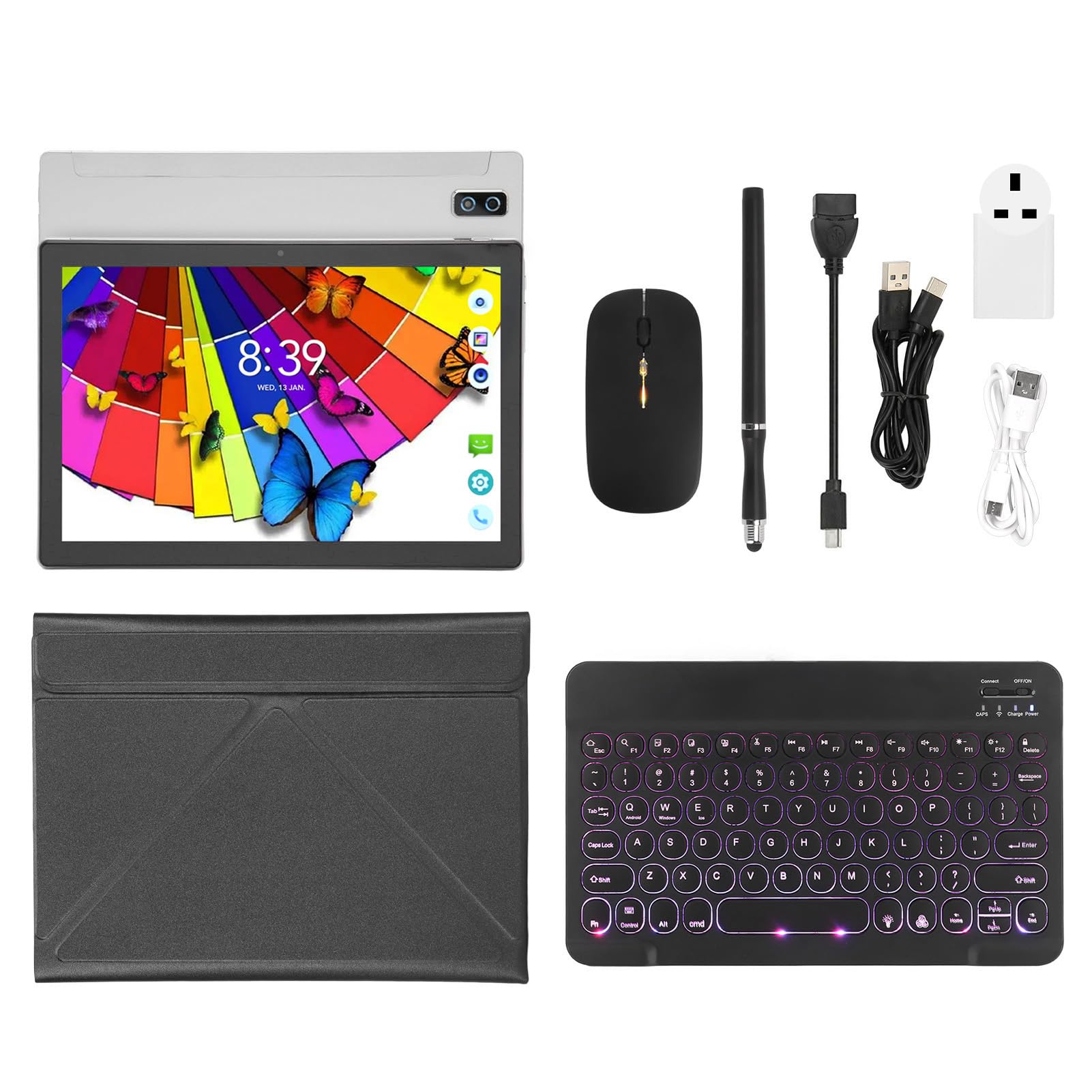 10 Inch Tablet PC with 8800mAh Battery & Dual Camera - Silver | Portable Office Tablet for Business, Online Meetings & Remote Work