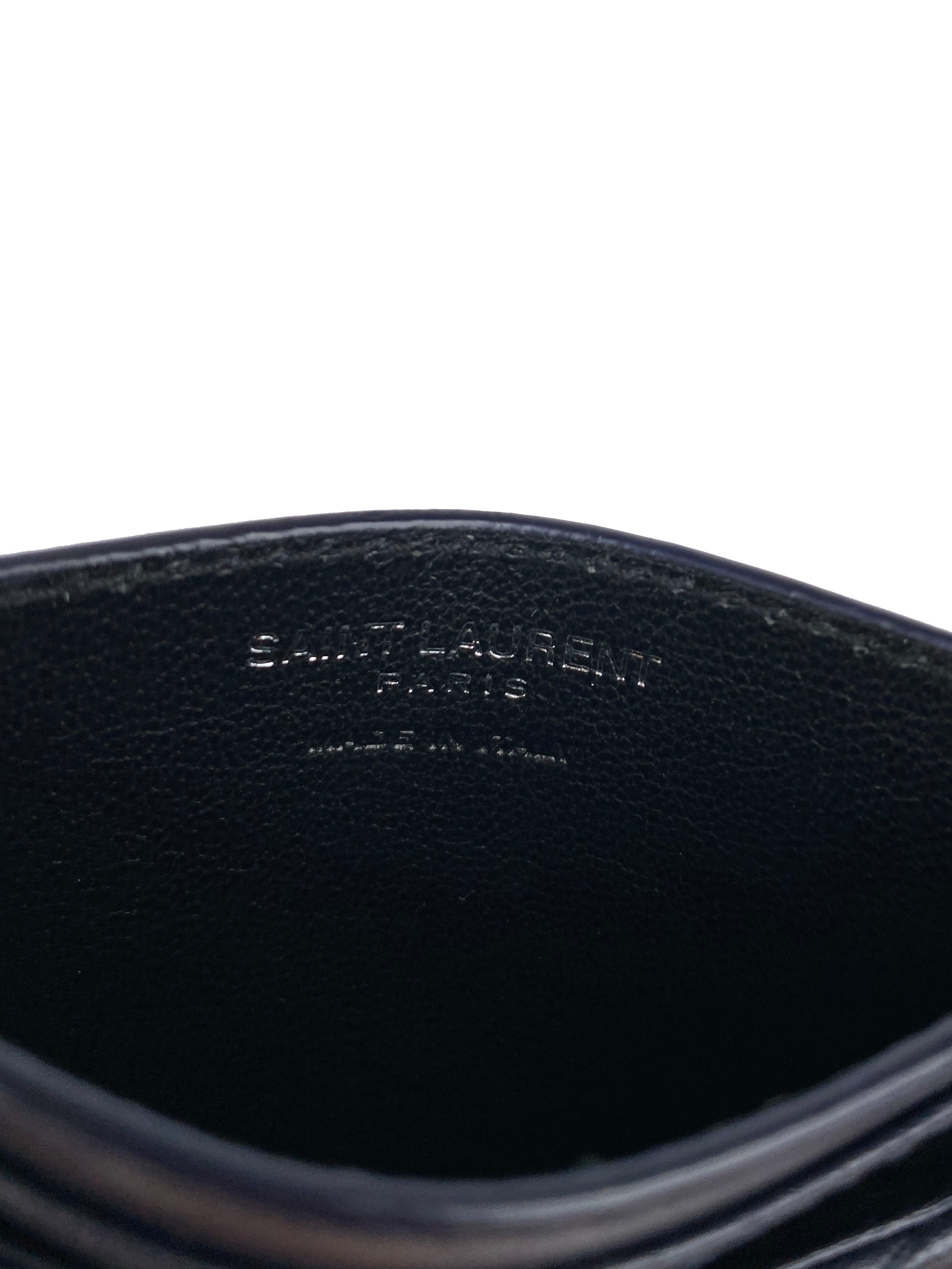 Saint Laurent Navy Chevron Cardholder - Slim Luxury Wallet for Men & Women | Perfect for Everyday Use, Travel & Gifting
