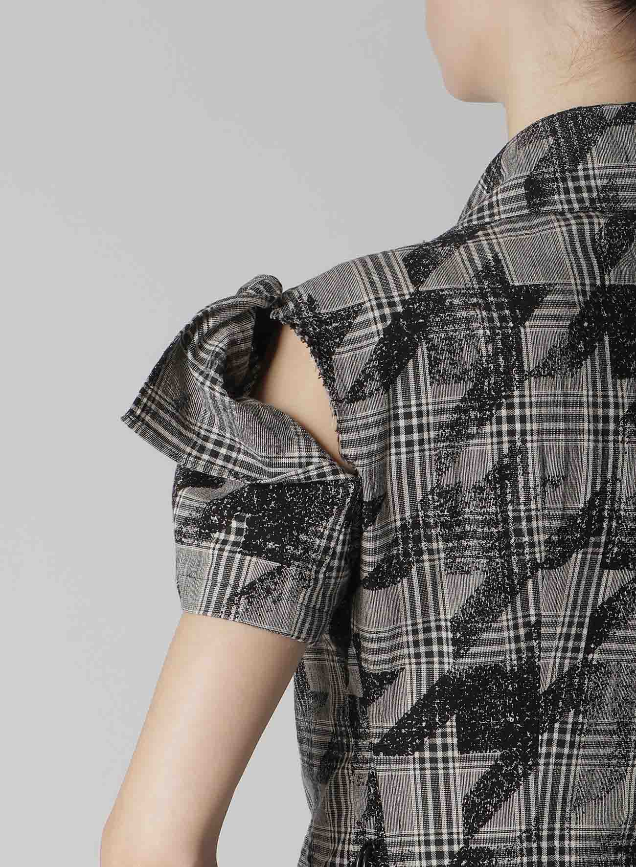 Stylish Cotton Linen Plaid Houndstooth Short Sleeve Moto Jacket for Women - Perfect for Casual Outings, Spring Fashion, and Motorcycle Rides