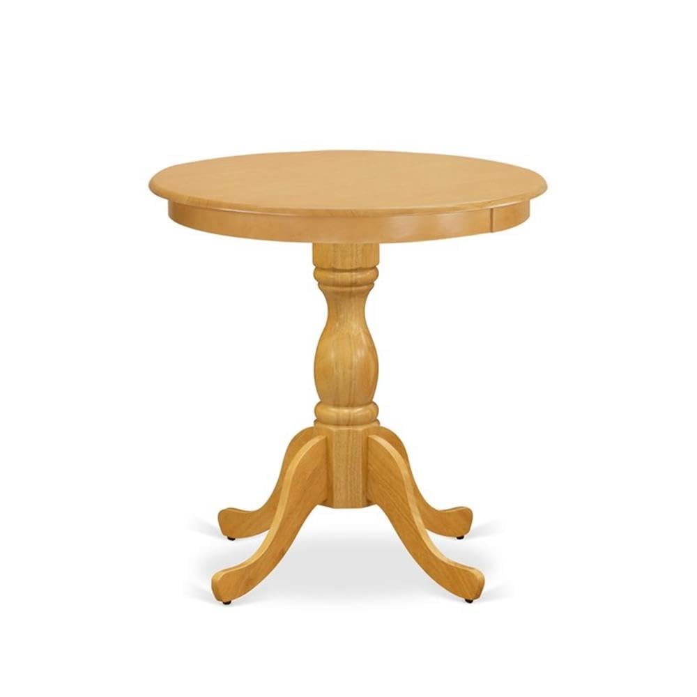 East West Furniture ESAN3-OAK-LC 3-Piece Round Kitchen Dining Table Set with Pedestal Base & 2 Faux Leather Chairs, 30x30 Inch, Oak - Perfect for Small Spaces, Breakfast Nooks & Cozy Apartments