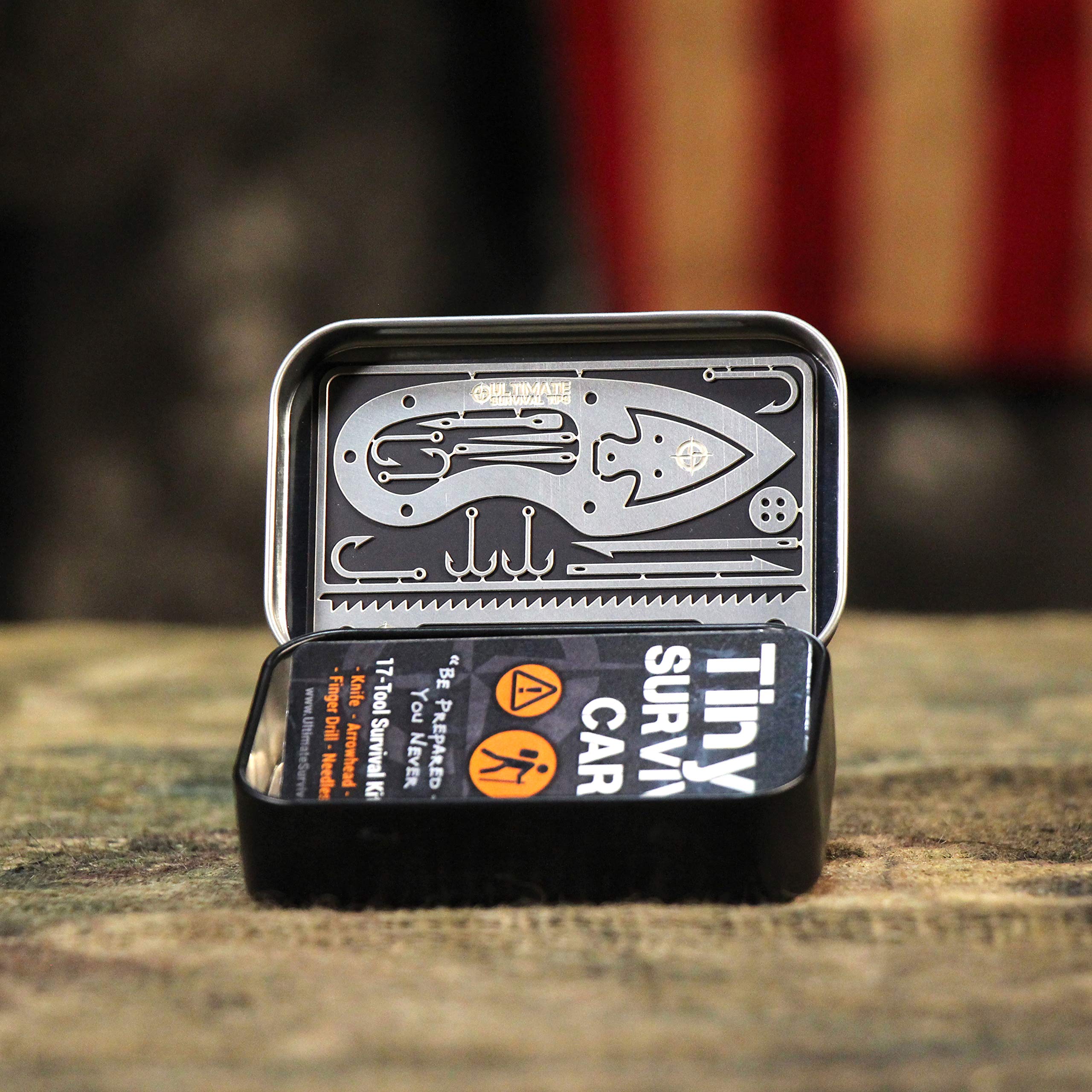 Original Tiny Survival Card - 17-in-1 Multitool Wallet Card with Knife | Made in USA | Compact EDC Gear for Outdoor Adventures, Camping & Emergency Preparedness | Perfect Gift for Survival Enthusiasts
