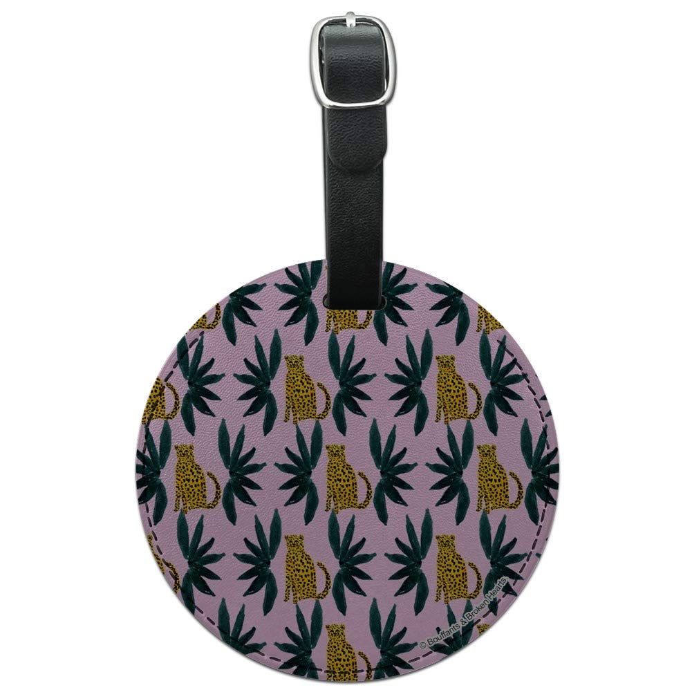 Cheetah Print Round Leather Luggage Tag - Durable Suitcase ID Tag for Travel Bags & Carry-Ons | Perfect for Vacation, Business Trips & Airport Identification