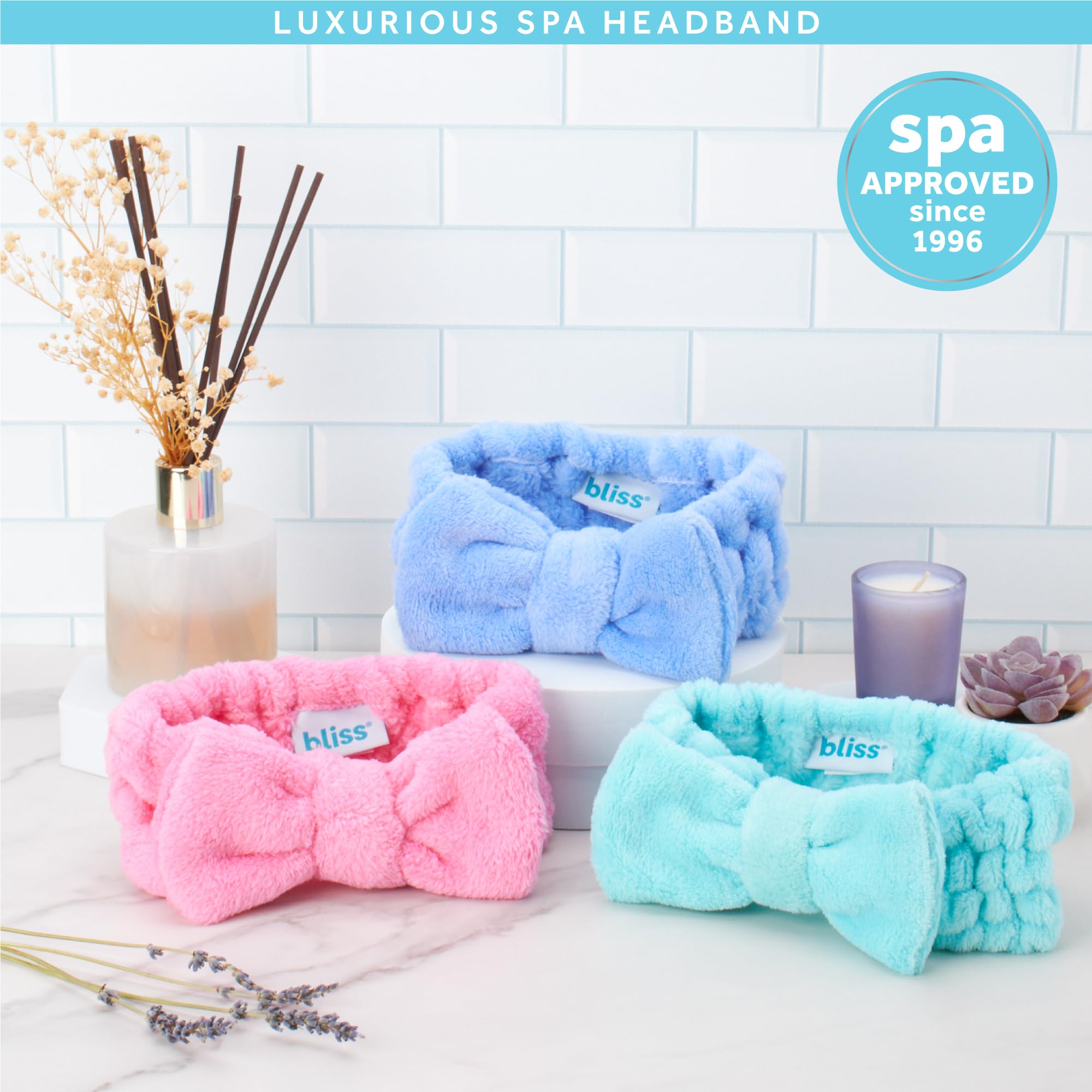 Bliss Women's Spa Headband - 2 Pack Soft Microfiber Hair Wrap for Face Washing, Skincare, Makeup & Shower - Adjustable Elastic Headband with Bow for Women & Teens | Perfect for Spa Days, Bathroom Routine & Hair Care