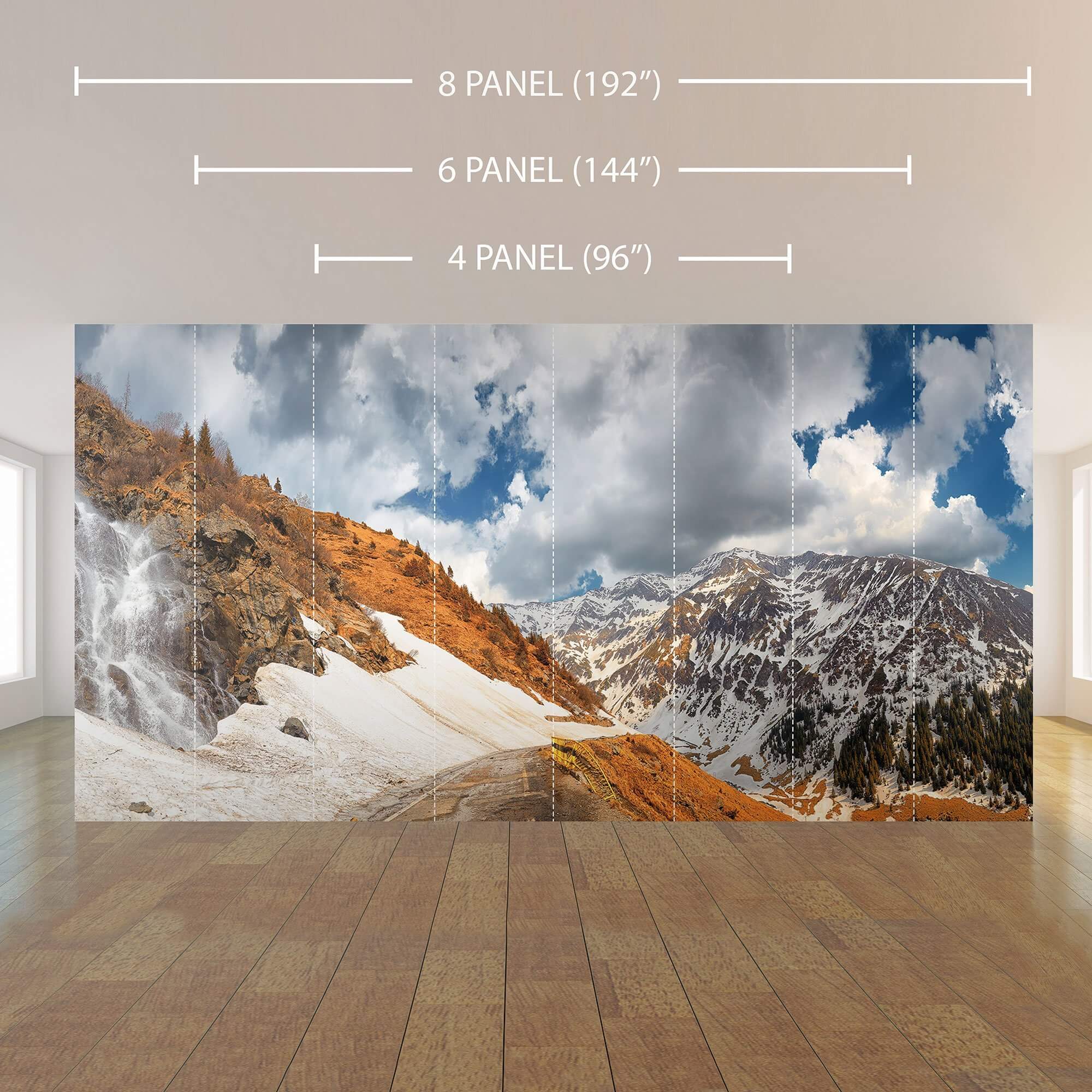 Blue and Orange Mountain Landscape Peel and Stick Removable Wall Mural - Self-Adhesive Wallpaper for Bedroom, Living Room, Office Decor - 3825