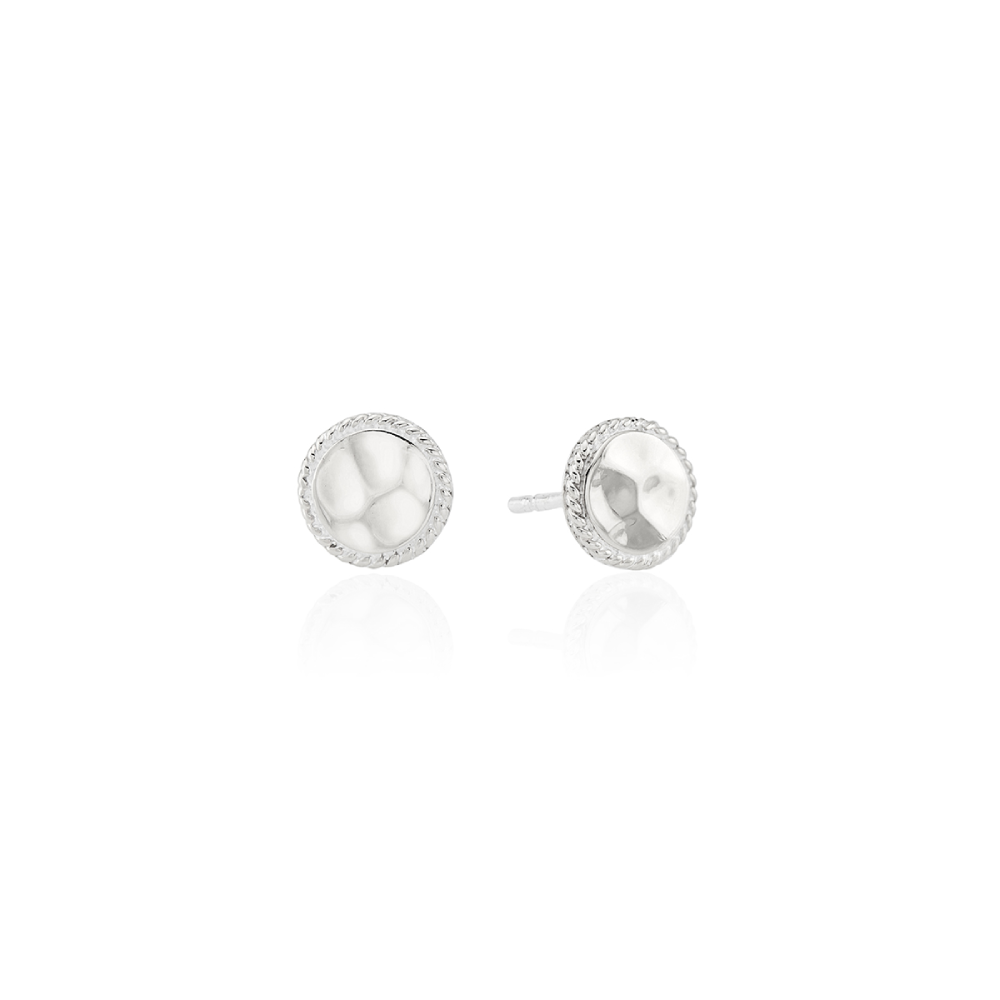 Anna Beck Hammered Stud Earrings - Sterling Silver Minimalist Earrings for Women | Perfect for Everyday Wear, Office & Special Occasions