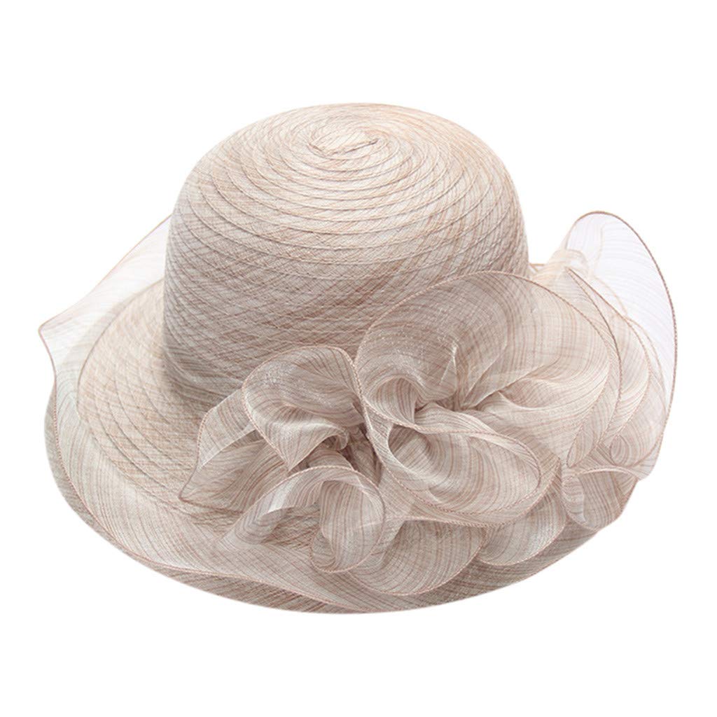 Stylish Women's Wide Brim Derby Bucket Hat with Cute Bow - Breathable Straw Sun Hat for Bridal, Tea Party, Wedding & Summer Outdoor Events