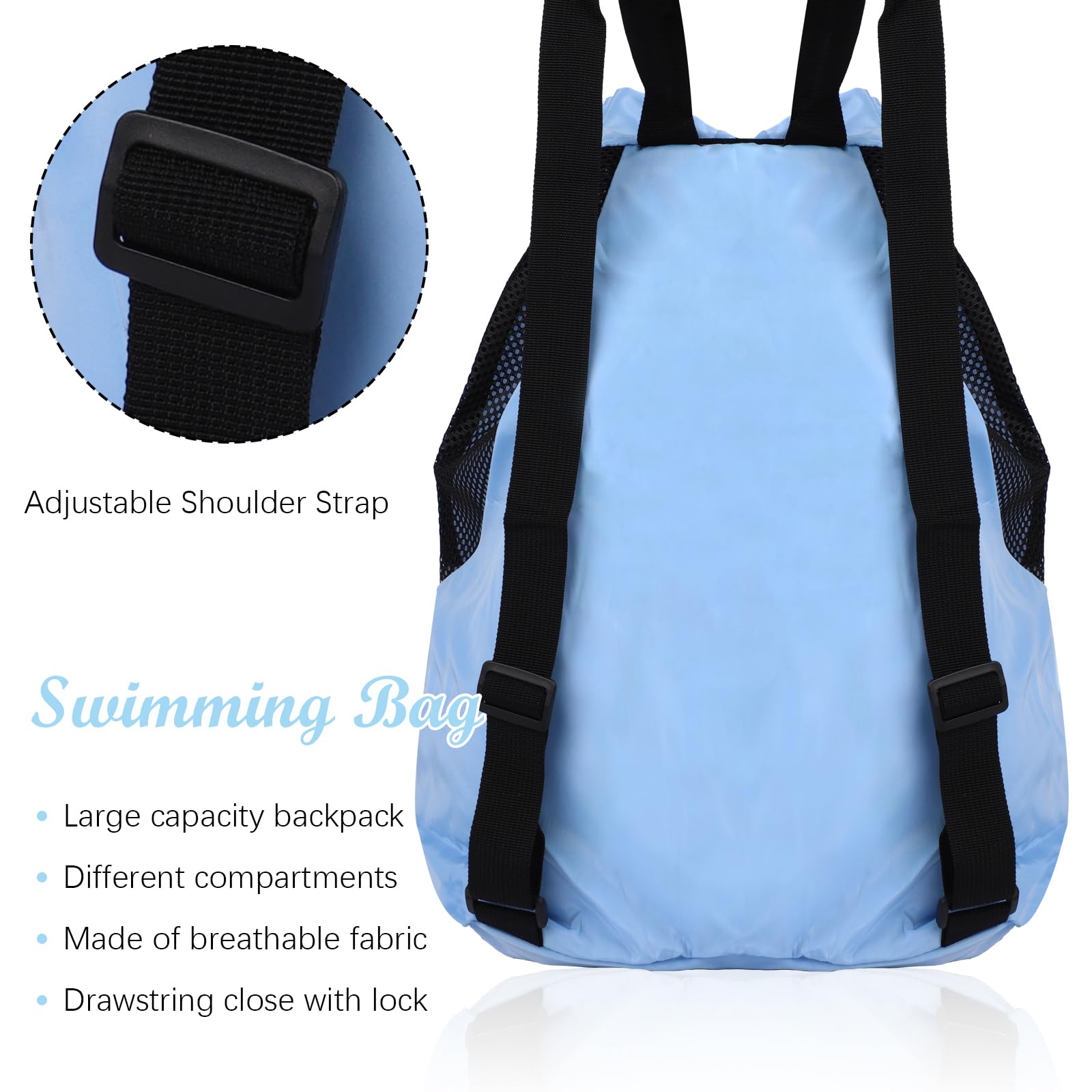 **Waterproof Nylon Swim Bag with Adjustable Strap - Mesh Drawstring Backpack for Swimming, Gym, Travel & Sports - Lightweight & Durable for Pool, Beach & Workout**