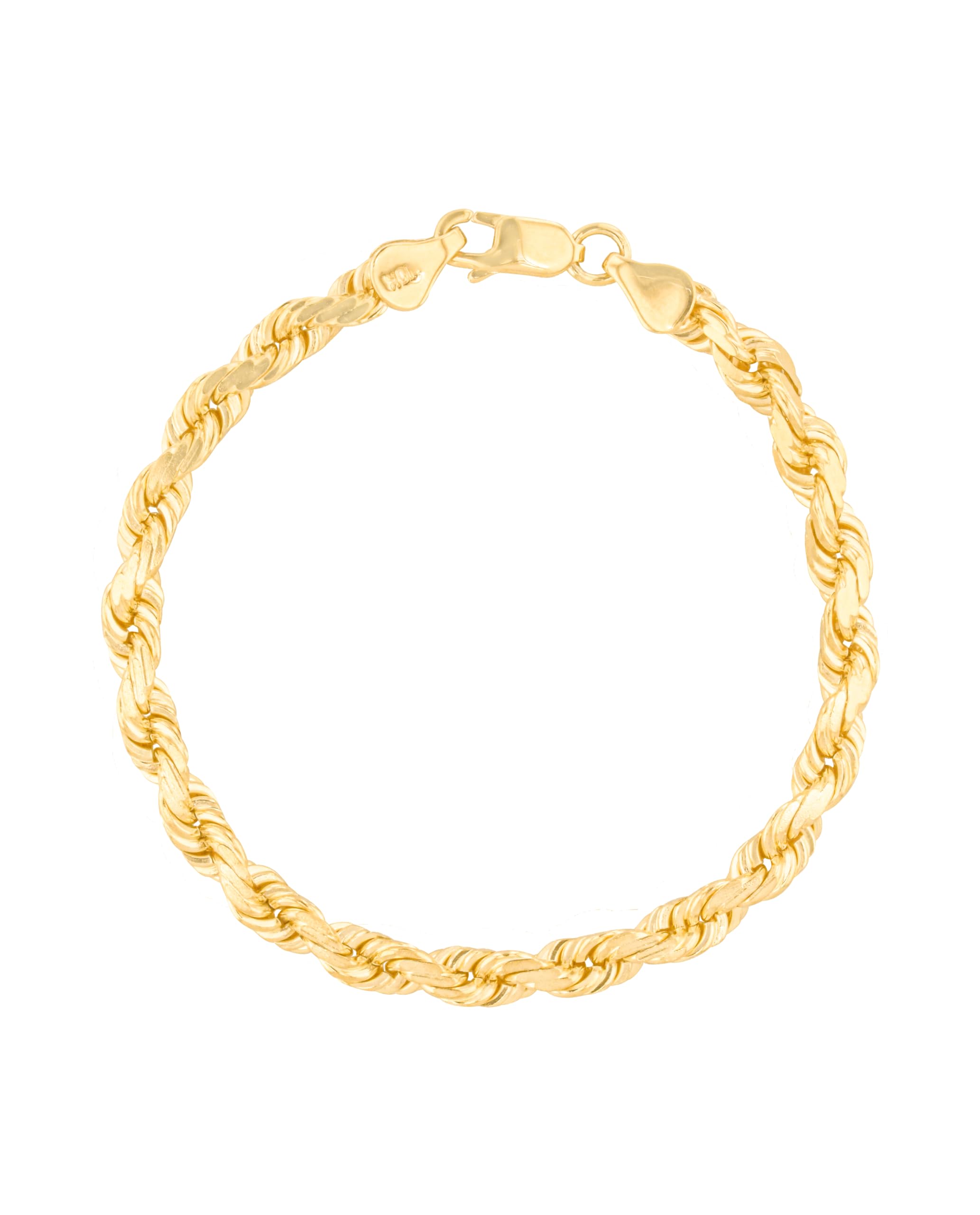 10K Yellow Gold 6mm Solid Rope Chain Diamond Cut Bracelet or Anklet - Elegant Jewelry for Women, Perfect for Gifts, Parties, and Everyday Wear