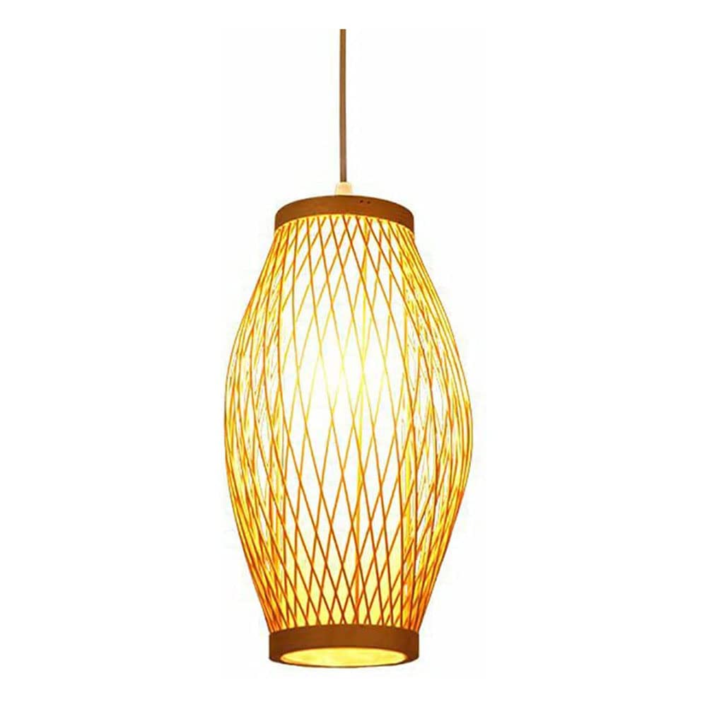 ACLBLK Handwoven Bamboo Pendant Light - Eye Protection E27 Hanging Lamp for Dining Room, Porch & Living Room | Retro Ceiling Light Fixture with Natural Bamboo Art Design | Perfect for Farmhouse, Cottage & Boho Decor