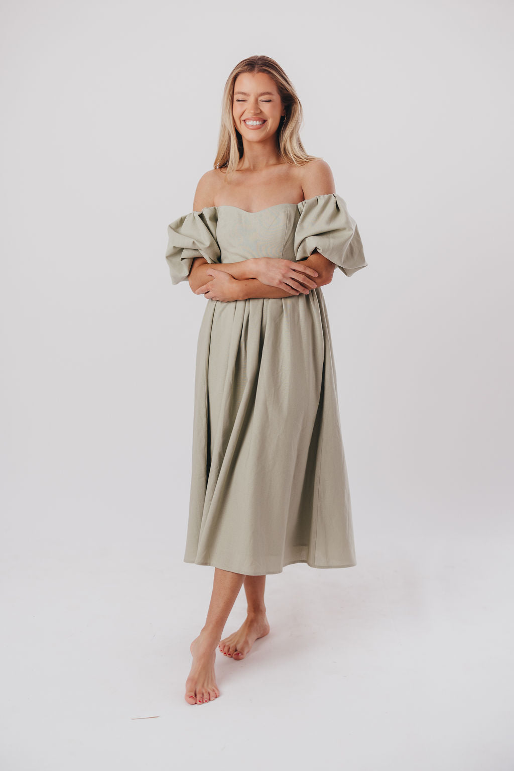 Hamilton Midi Dress in Olive - Bump Friendly Maternity Dress (Sizes S-2XL) | Flowy Summer Dress for Pregnancy, Nursing & Everyday Wear