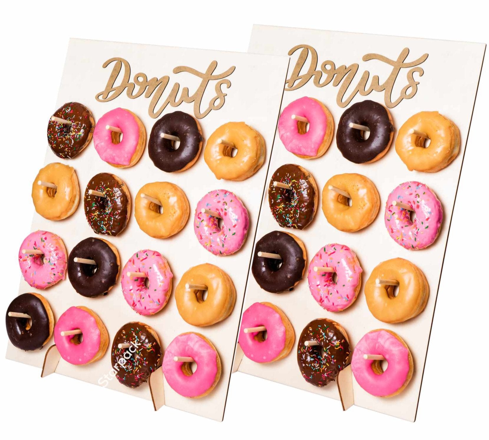 Donut Wall Stands Set of 2 - Hole Lotta Love - Perfect for Wedding Dessert Displays, Baby Showers & Party Decorations