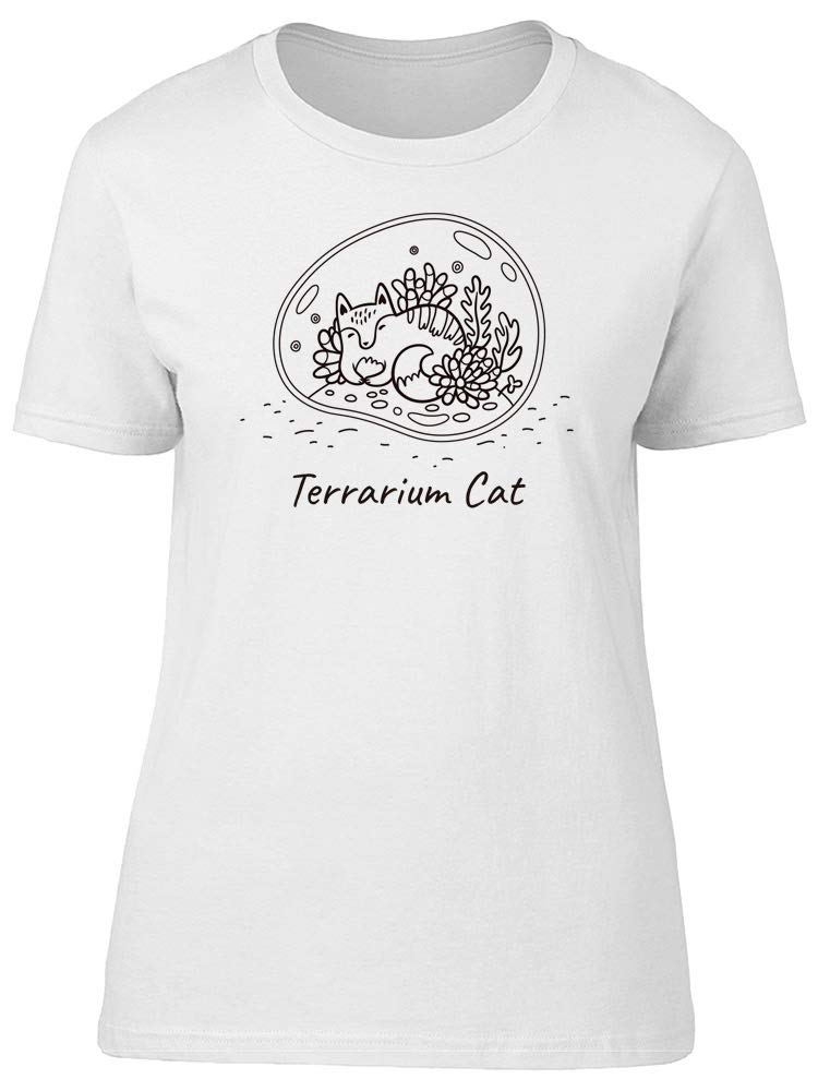 Women's Terrarium Cat Graphic T-Shirt - Cute & Stylish Casual Tee for Cat Lovers | Perfect for Everyday Wear, Gifts & Outings