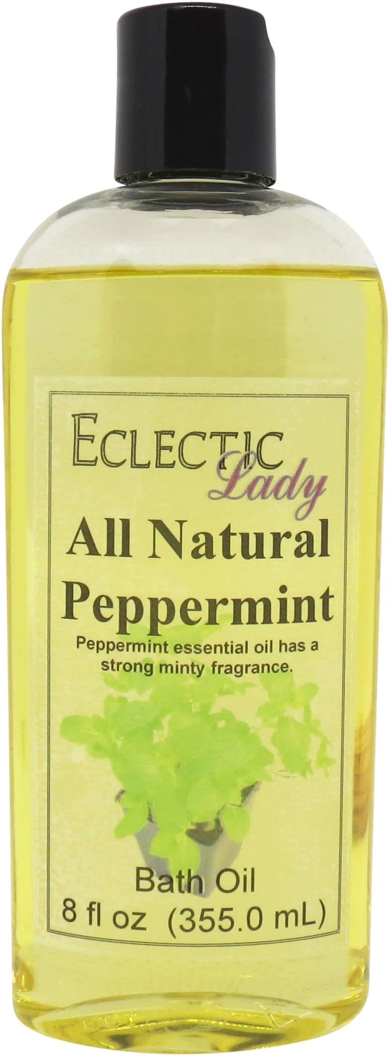 Eclectic Lady Peppermint Scented Bath Oil - Relaxing & Moisturizing Body Oil for Dry, Rough & Sensitive Skin - Daily Nourishing Shower Oil (8 oz) - Perfect for Stress Relief & Skin Hydration After Workout or Before Bed