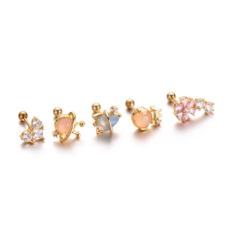 20G Cartilage Heart Stud Floral Tragus Conch Dangle Earrings - Hypoallergenic Surgical Steel Body Jewelry for Women | Perfect for Tragus, Conch, Helix Piercings & Everyday Wear