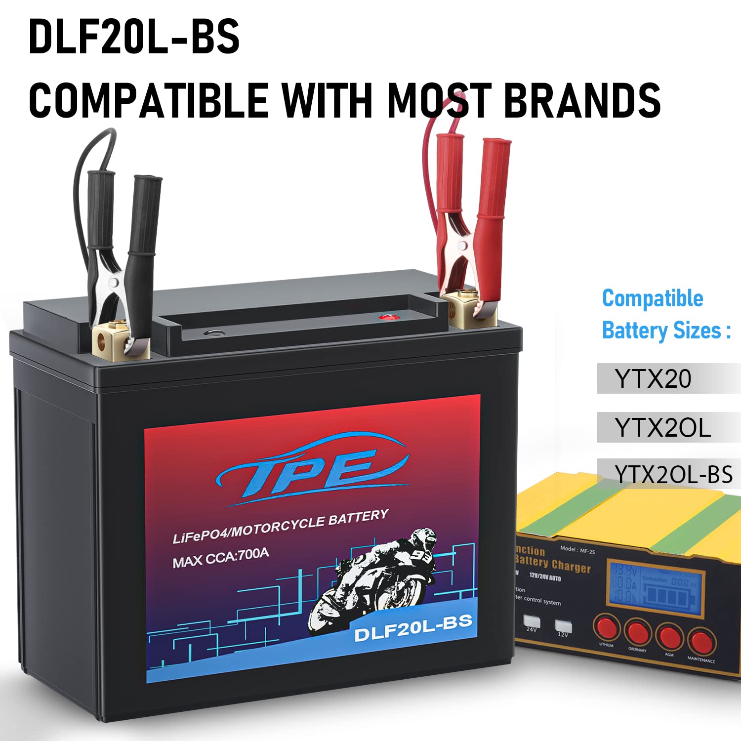 TPE Lithium Motorcycle Scooter Battery LiFePO4 12.8V 9AH 700CCA with Smart BMS - 2500-8000 Life Cycles | High-Performance Engine Start Battery for Electric Bikes, ATVs & Powersports | Reliable Power Solution for Commuting & Outdoor Adventures