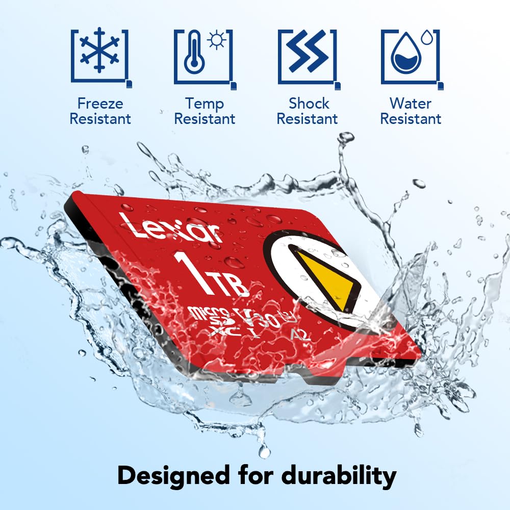 Lexar 1TB Play Micro SDXC Memory Card - UHS-I, C10, U3, V30, A2 - Up to 205MB/s Read, 140MB/s Write - 4K UHD & Full HD Support - High-Speed Storage for Nintendo Switch, Smartphones, Tablets, Drones & Action Cameras - Perfect for Gaming, Photography & Media Storage (LMSPLAY001T-BNSNU)