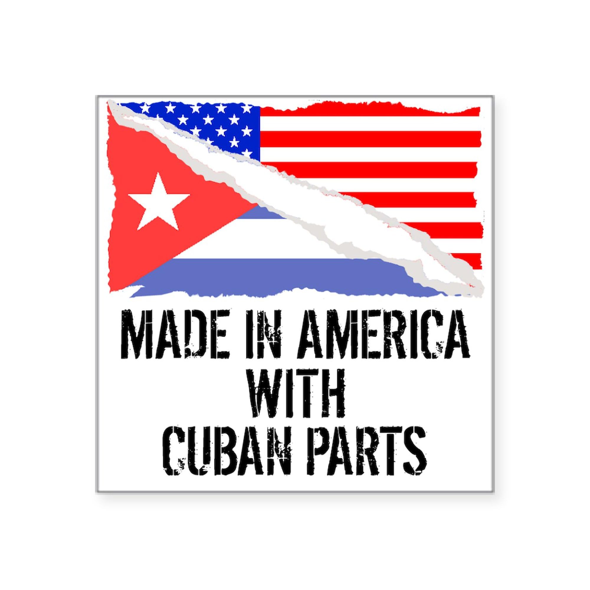 Made in America with Cuban Parts Sticker - Patriotic Square Bumper Decal for Cars, Laptops & Water Bottles | Durable Vinyl Car Sticker for US Pride & Political Expression