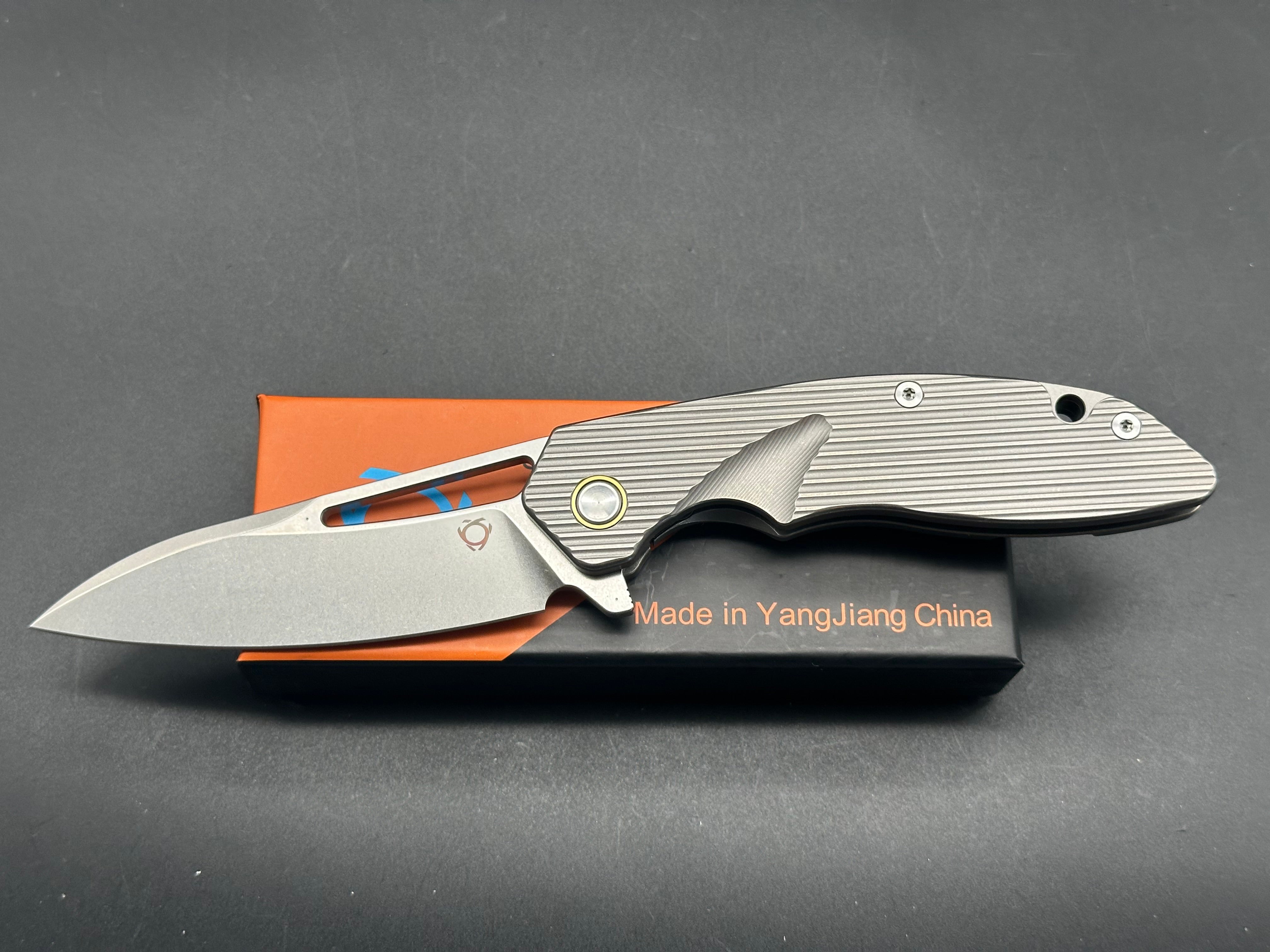 SIXLEAF SL 29B Rattlesnake Design Titanium Pocket Knife - CPM 20CV Blade Steel | EDC, Outdoor Camping, Hunting & Survival Gear