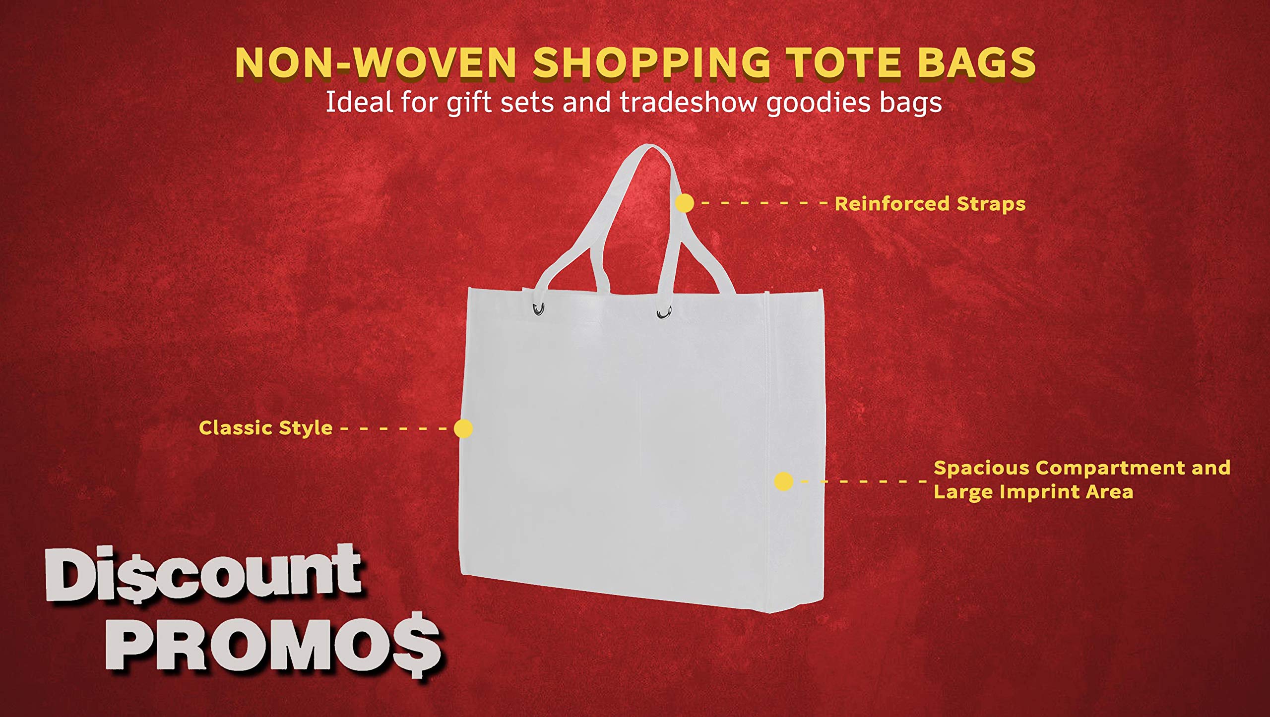 Eco-Friendly Reusable Shopping Tote Bags 10 Pack - Durable Canvas Grocery Bags for Shopping, Farmers Market & Beach - White