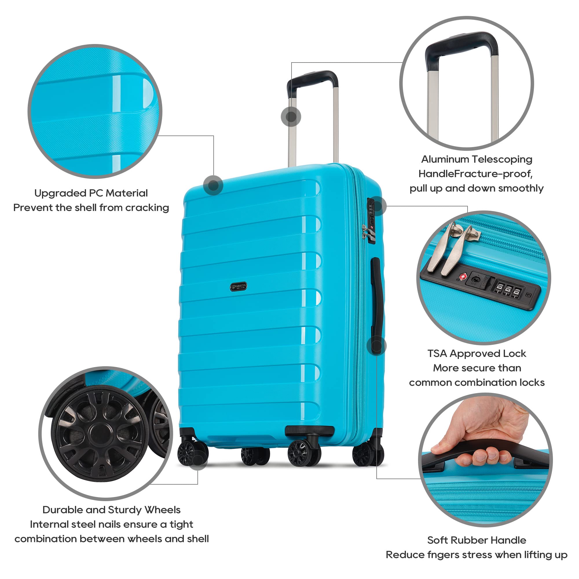 Expandable 2-Piece PP Luggage Set with Spinner Wheels & TSA Lock - 20