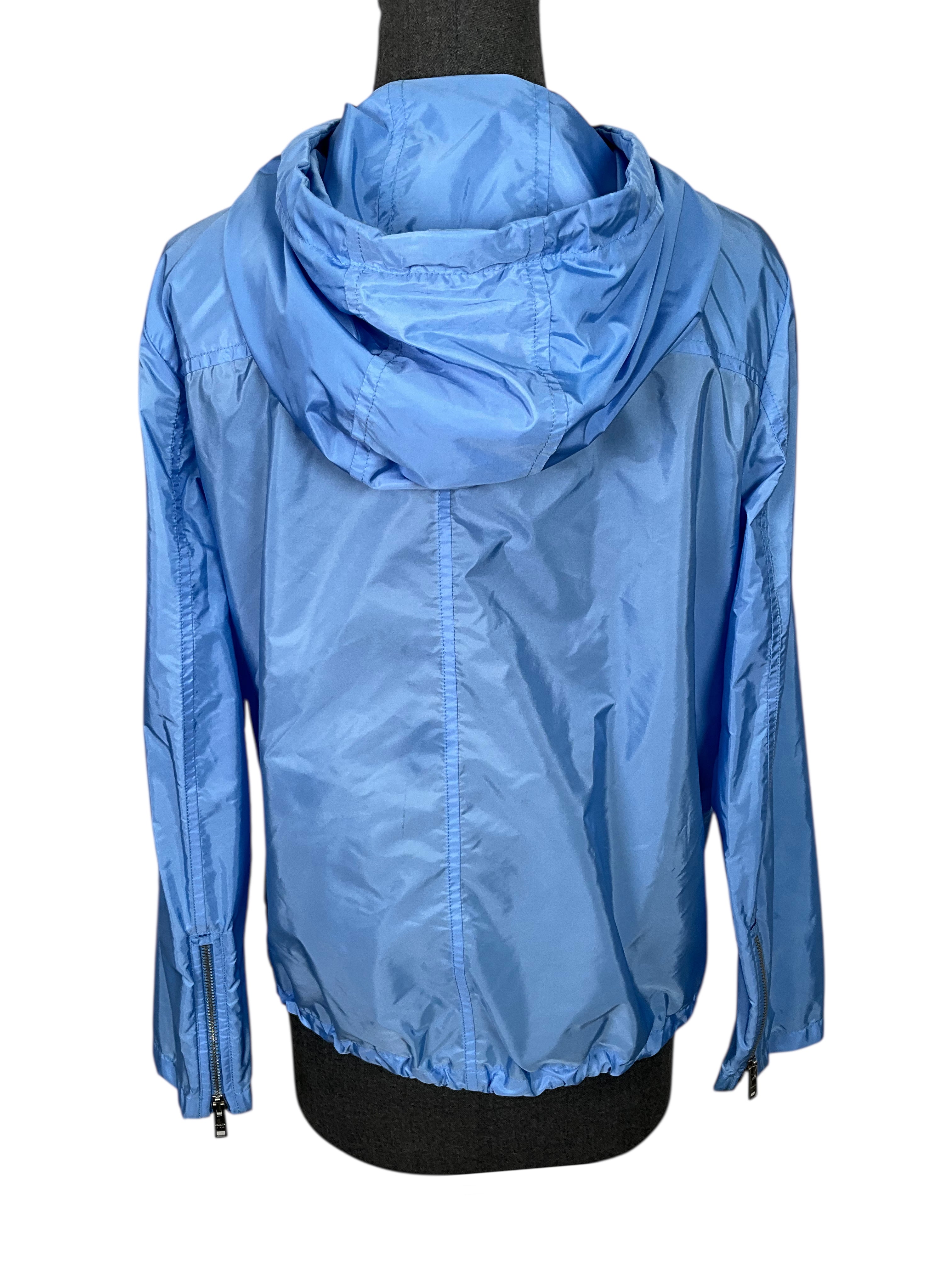 PRADA Nylon Triangle Logo Hooded Windbreaker Jacket for Men - Size 42 US (Medium) - Lightweight Waterproof Windbreaker for Outdoor Activities & Streetwear Fashion