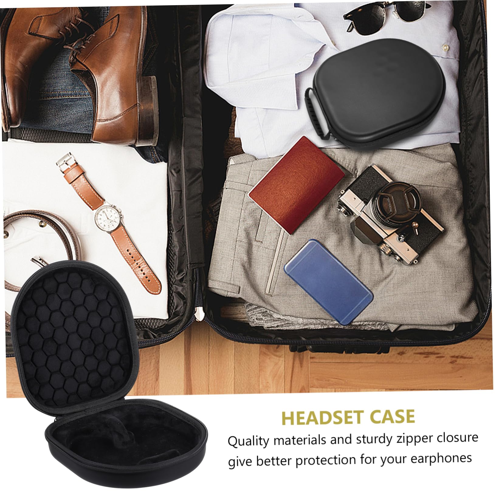 Artibetter 3-Piece Headphone Carrying Case - Durable Tarpaulin Protective Storage Pouch for Travel, Commuting & Gym Use - Fits Earphones & Headphones