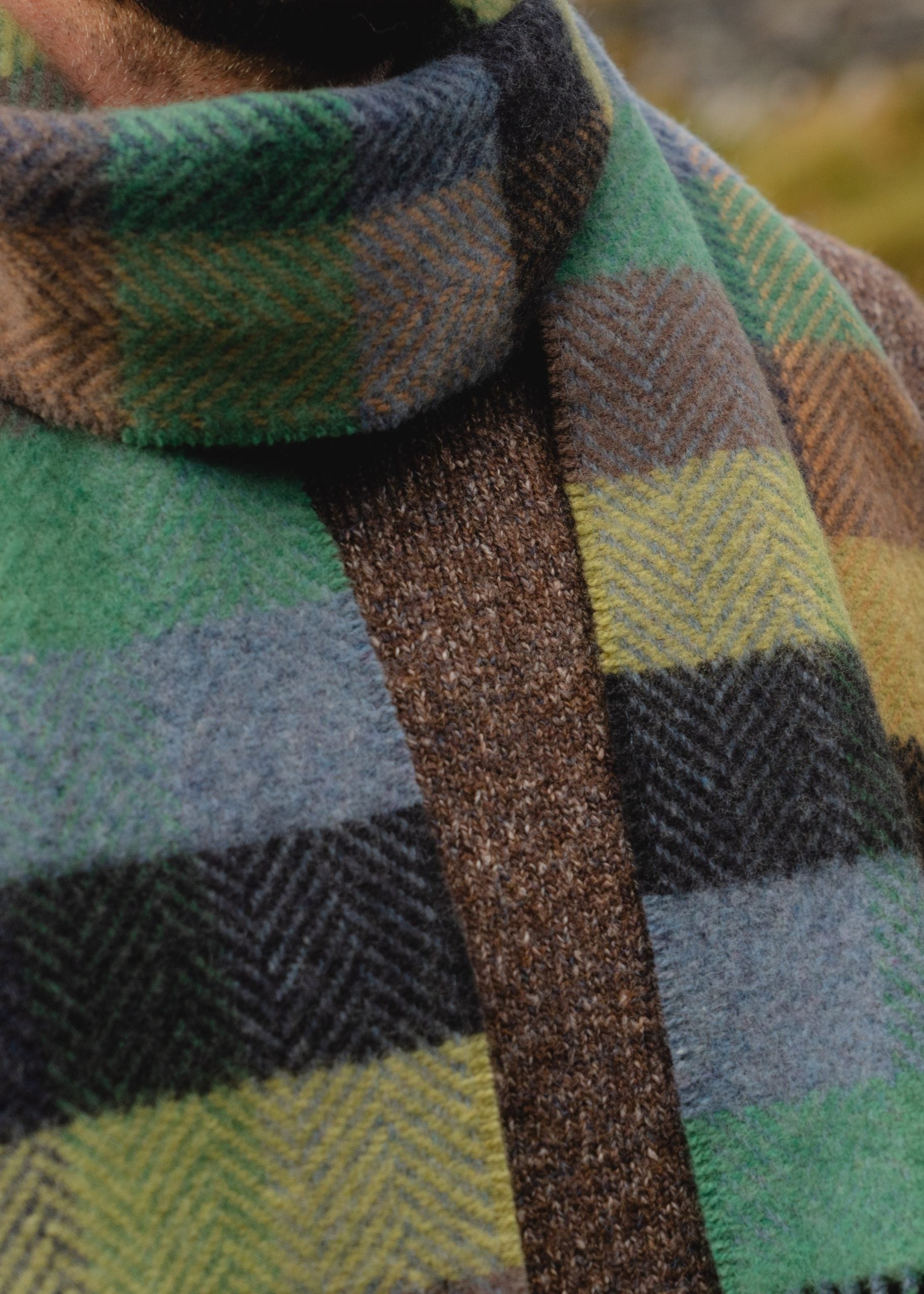 Luxury Cashmere Merino Wool Scarf - Soft Green Denim & Charcoal Gray - Perfect for Winter Fashion & Outdoor Activities
