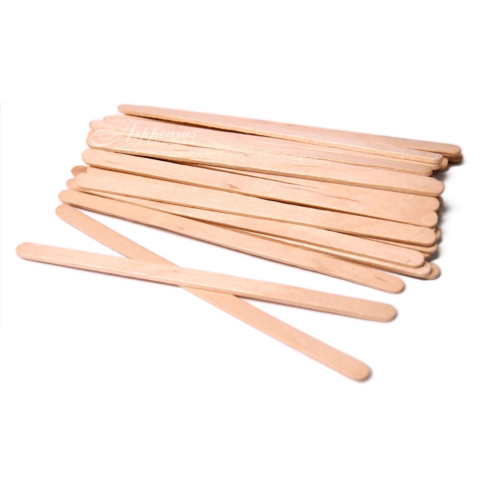 100 Pack Wooden Eyebrow Waxing Sticks - 5.5