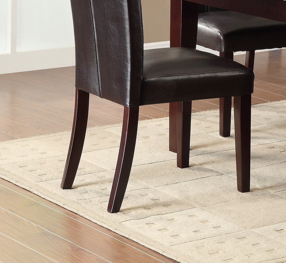 2pc Button Tufted Side Chairs Set - Solid Wood Frame with Espresso Finish - Perfect for Dining Room, Kitchen Nook, or Home Office Seating