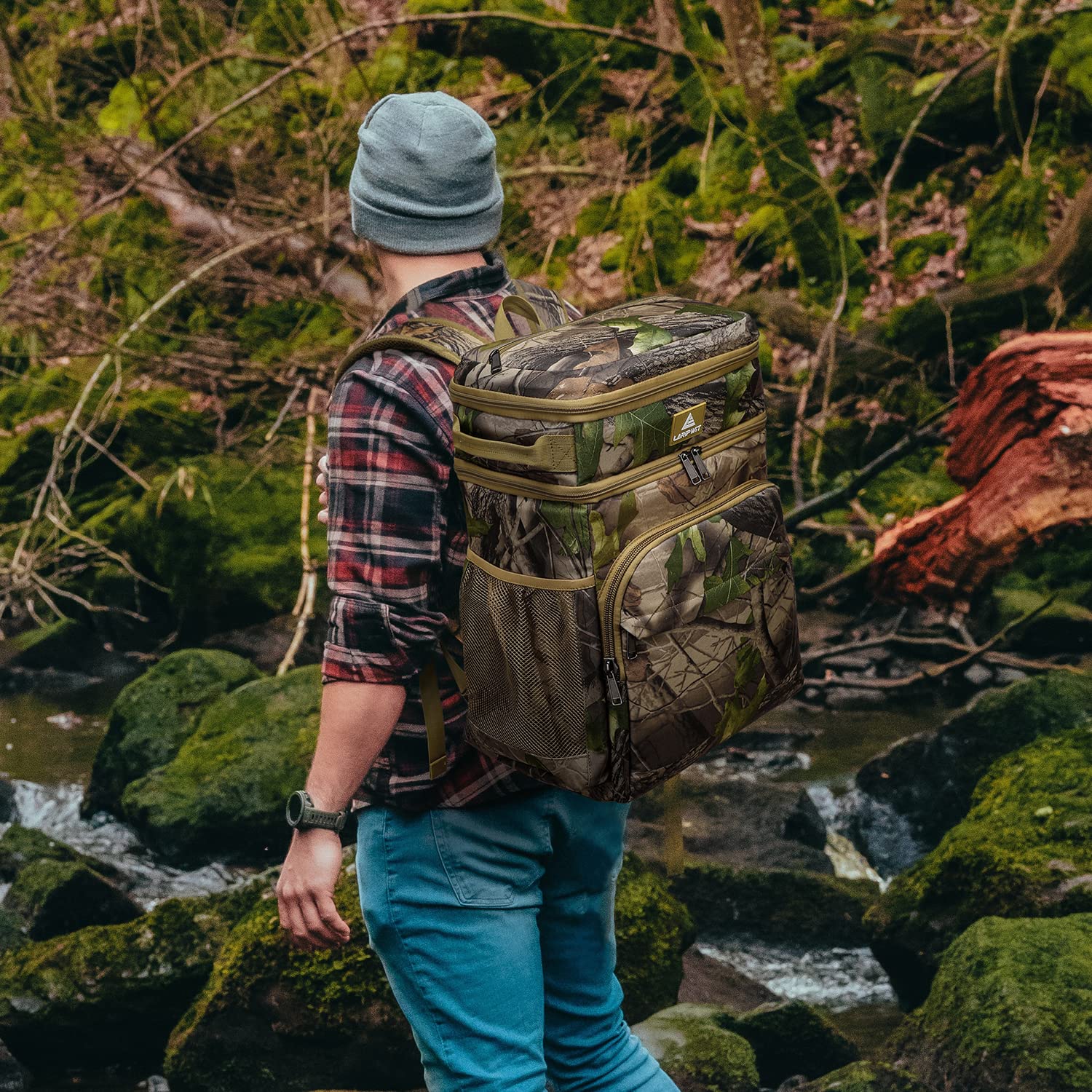 Laripwit 54/40 Cans Insulated Leak-Proof Backpack Cooler - Large Double Deck Lunch Backpack for Men & Women - Perfect for Camping, Picnics, Beach Trips, Hiking & Outdoor Adventures