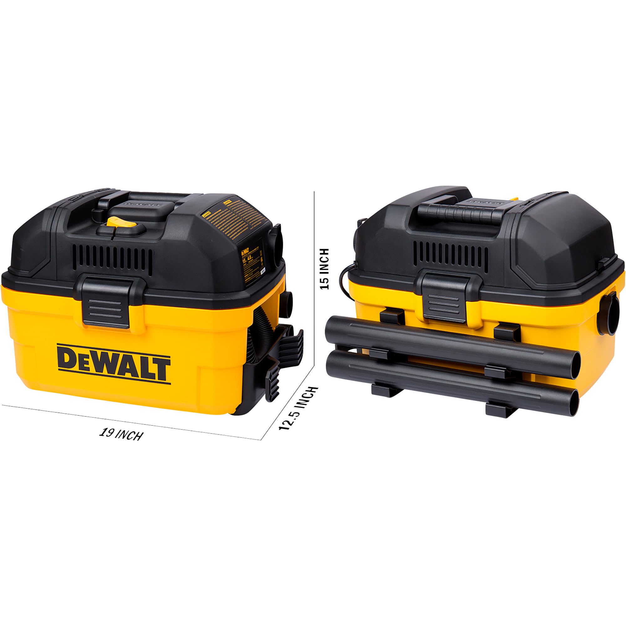DEWALT DXV04T 4 Gallon Portable Wet Dry Vacuum Cleaner - Powerful Shop Vac for Home, Garage & Car Cleaning | Yellow Industrial Vacuum