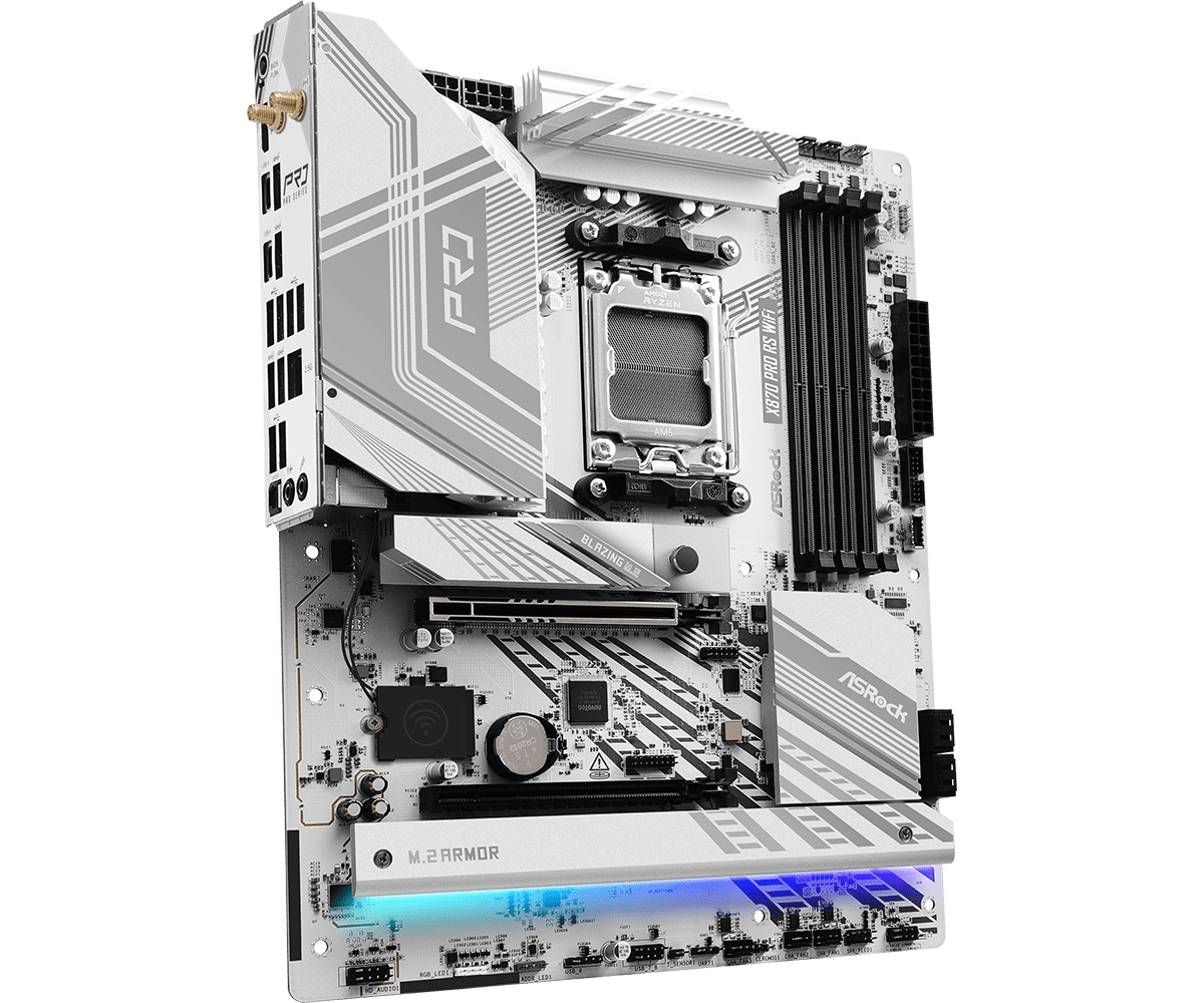 ASRock X870 Pro RS WiFi Motherboard - AMD AM5 Socket, DDR5, PCIe 5.0, Dual M.2, 2.5G LAN - Perfect for Gaming PC & Content Creation Workstation