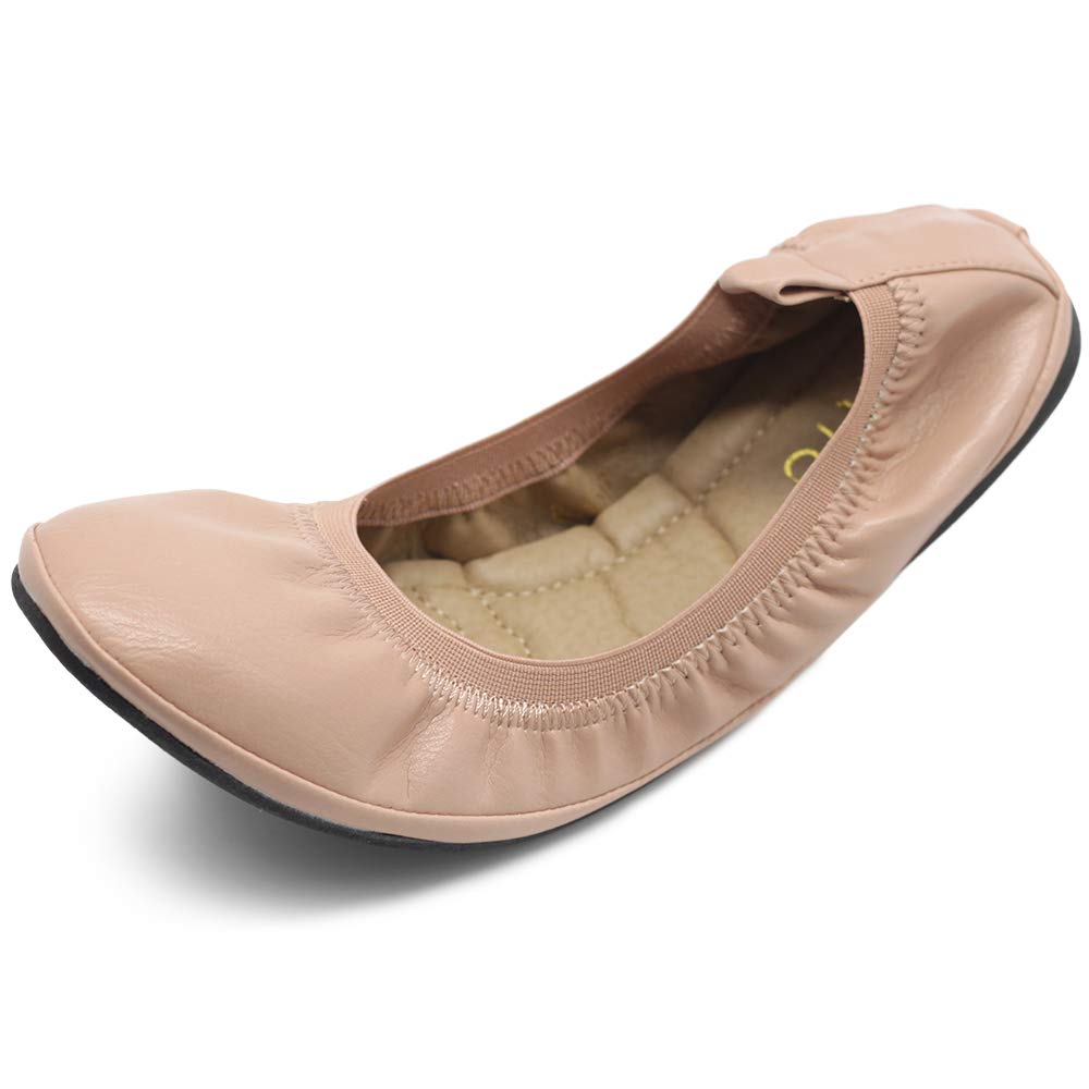 Ollio Women's Comfort Ballet Flats with Shoe Collar Pull Tab - Slip-On Loafers for Work, Travel & Casual Wear