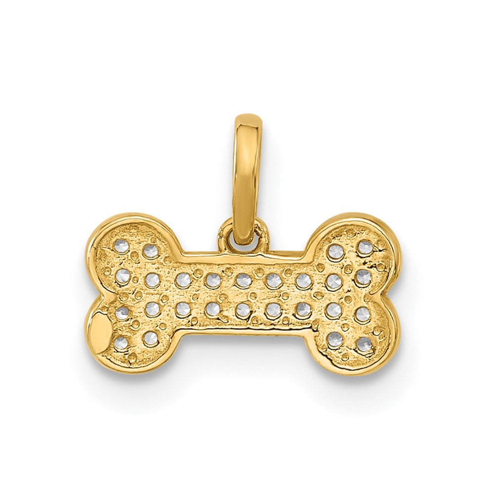 14K Gold CZ Dog Bone Pendant Necklace for Women - Sparkling Cubic Zirconia Pet Lover Jewelry Gift (Perfect for Dog Owners, Birthday & Anniversary Presents)