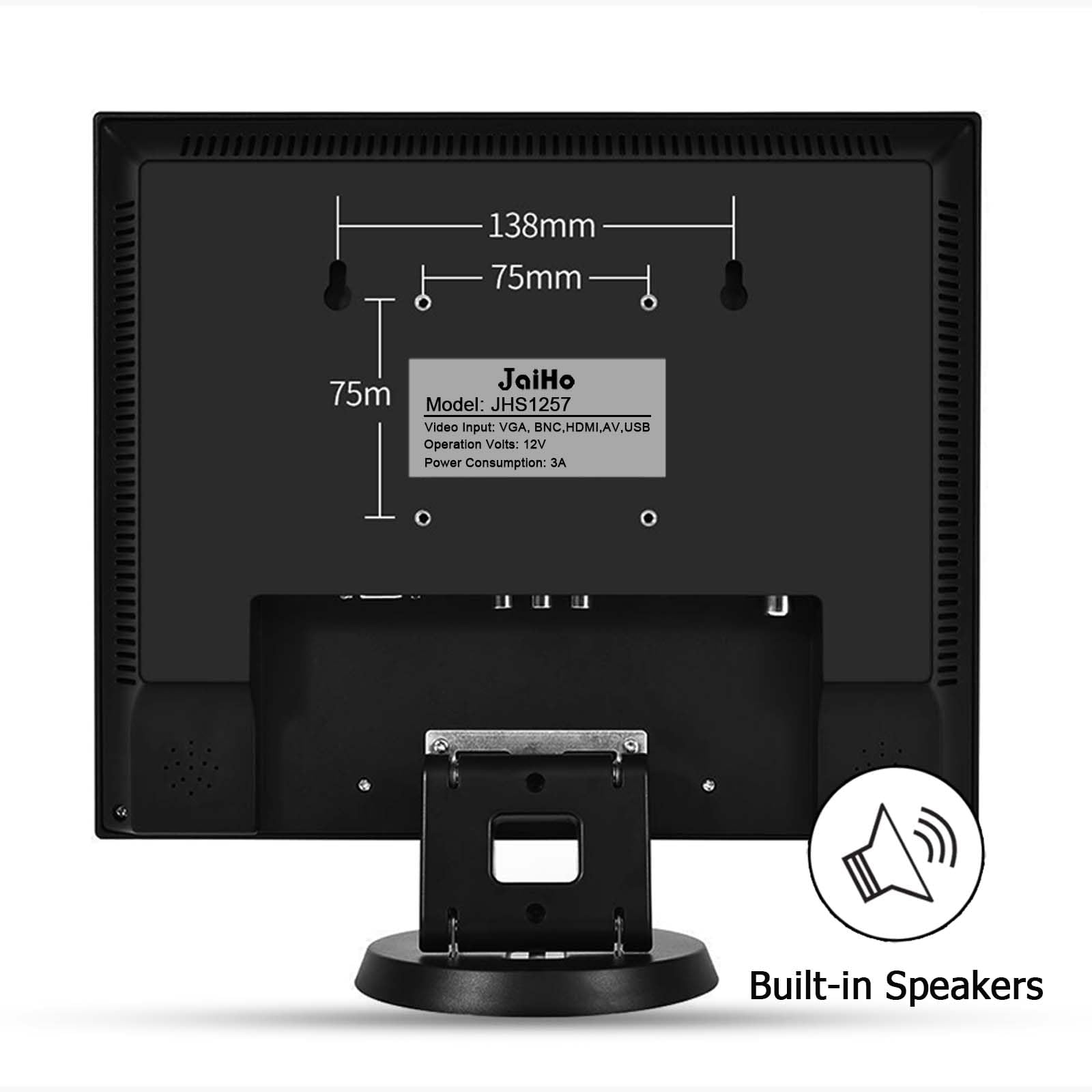 15 Inch LCD Monitor with 1024x768 Resolution - HDMI & VGA PC Display for Home Office | Security Screen with BNC/AV/USB Inputs & Built-in Speakers | Ideal for Surveillance, Gaming, and Workstations