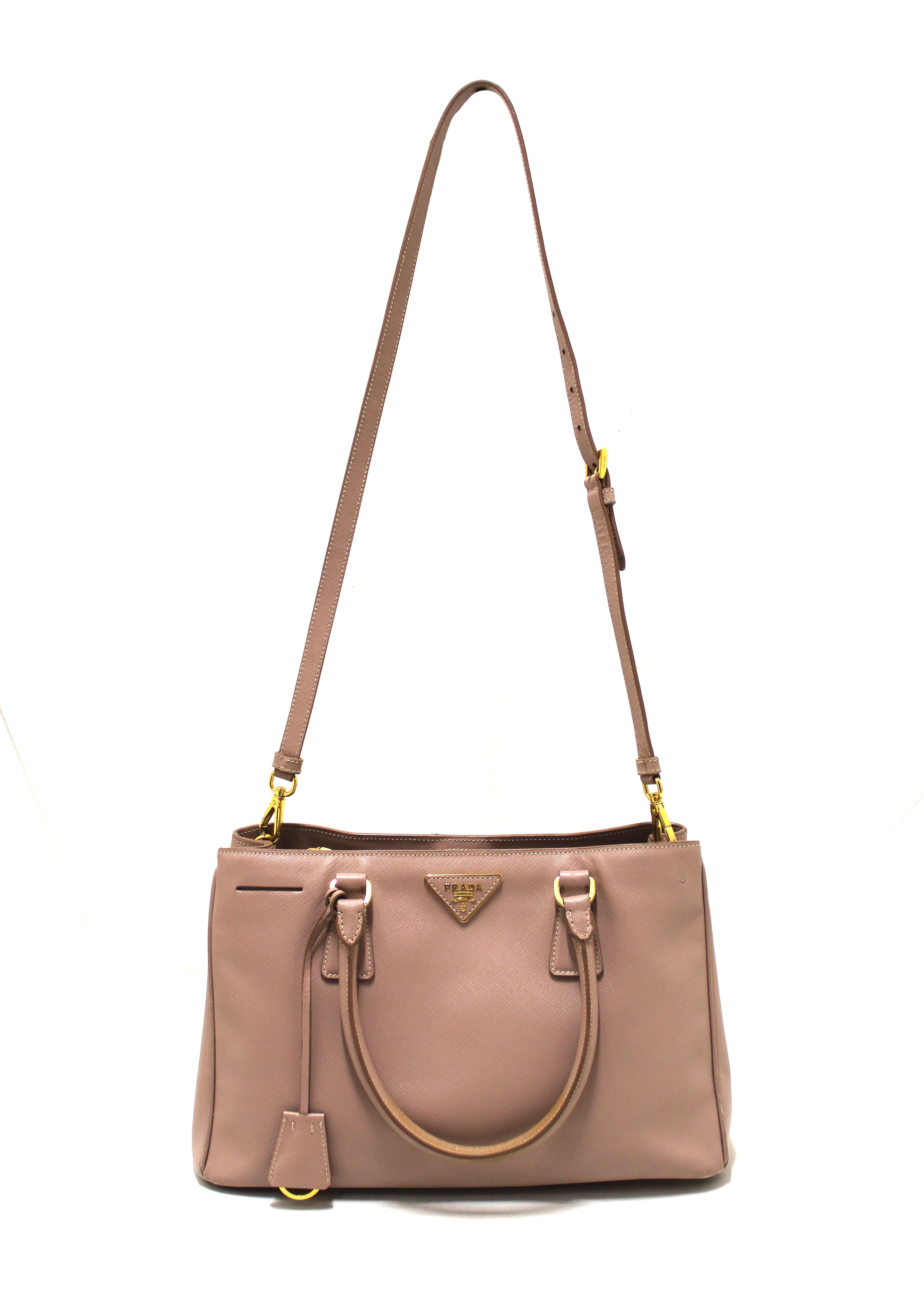 Authentic Prada Light Pink Galleria Saffiano Lux Leather Medium Tote Bag for Women - Luxury Designer Handbag for Work, Travel & Everyday Use