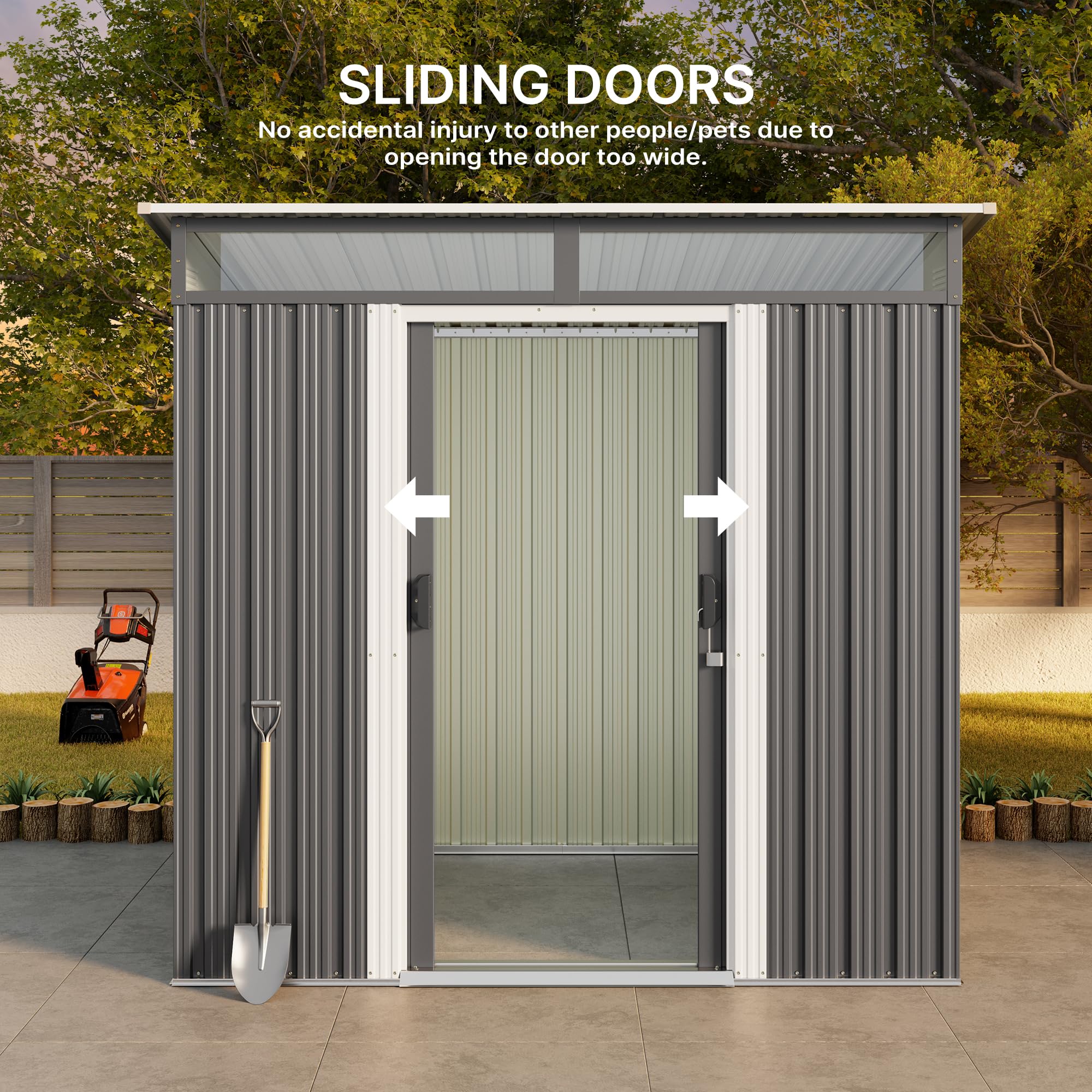 Gizoon 6x4 ft Metal Outdoor Storage Shed with Sliding Lockable Doors & Transparent Panel Windows - Durable Garden Shed for Tools, Bikes & Backyard Storage - Perfect for Patio, Yard & Outdoor Organization (Dark Gray)